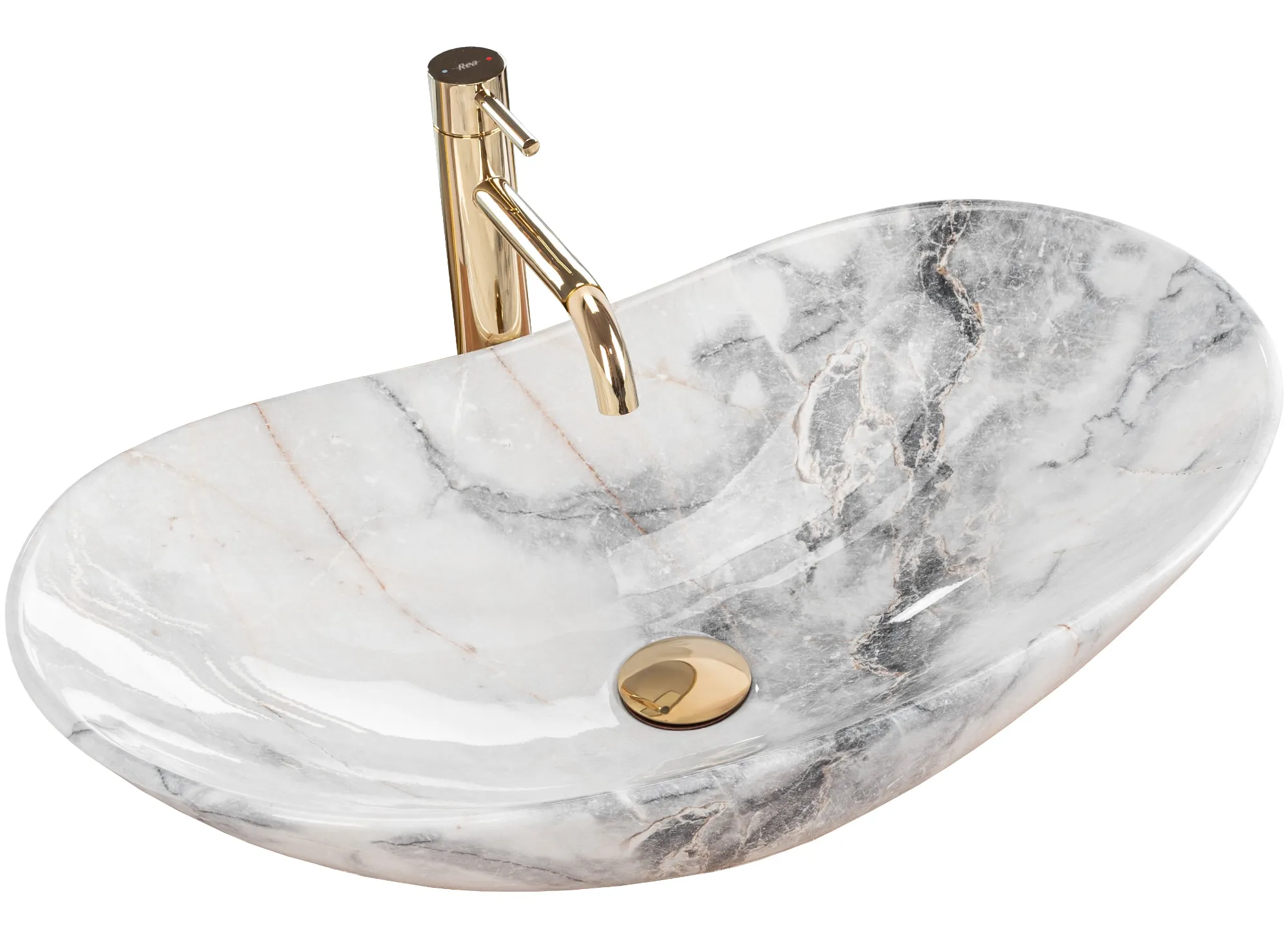 CHIUVETE / LAVOARE - Lavoar baie pe blat formă semiovală lungime 62 cm culoare gri model Royal Granit