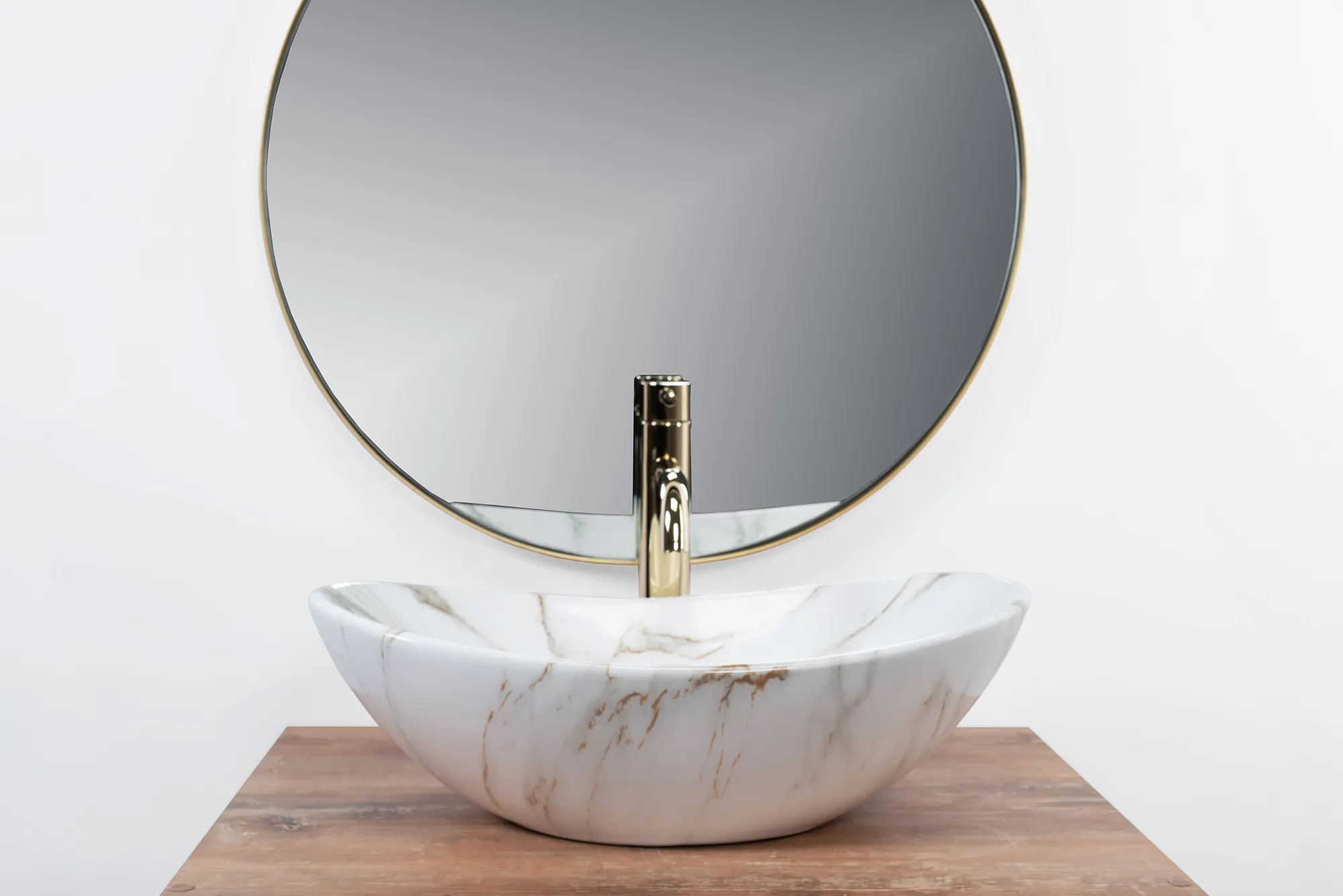 Lavoar baie pe blat formă semiovală lungime 48 cm culoare alb model Royal Mini Aiax Shiny [4]