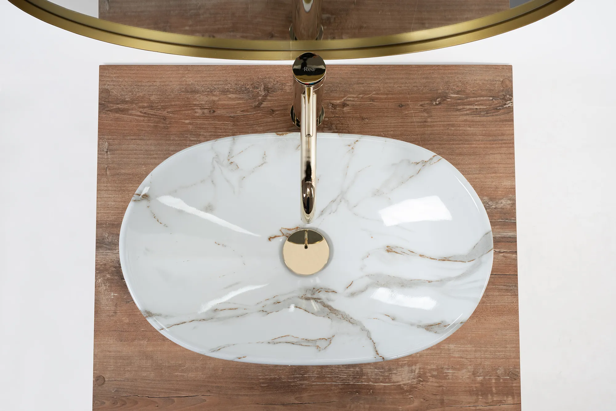 Lavoar baie pe blat formă semiovală lungime 48 cm culoare alb model Royal Mini Aiax Shiny [5]