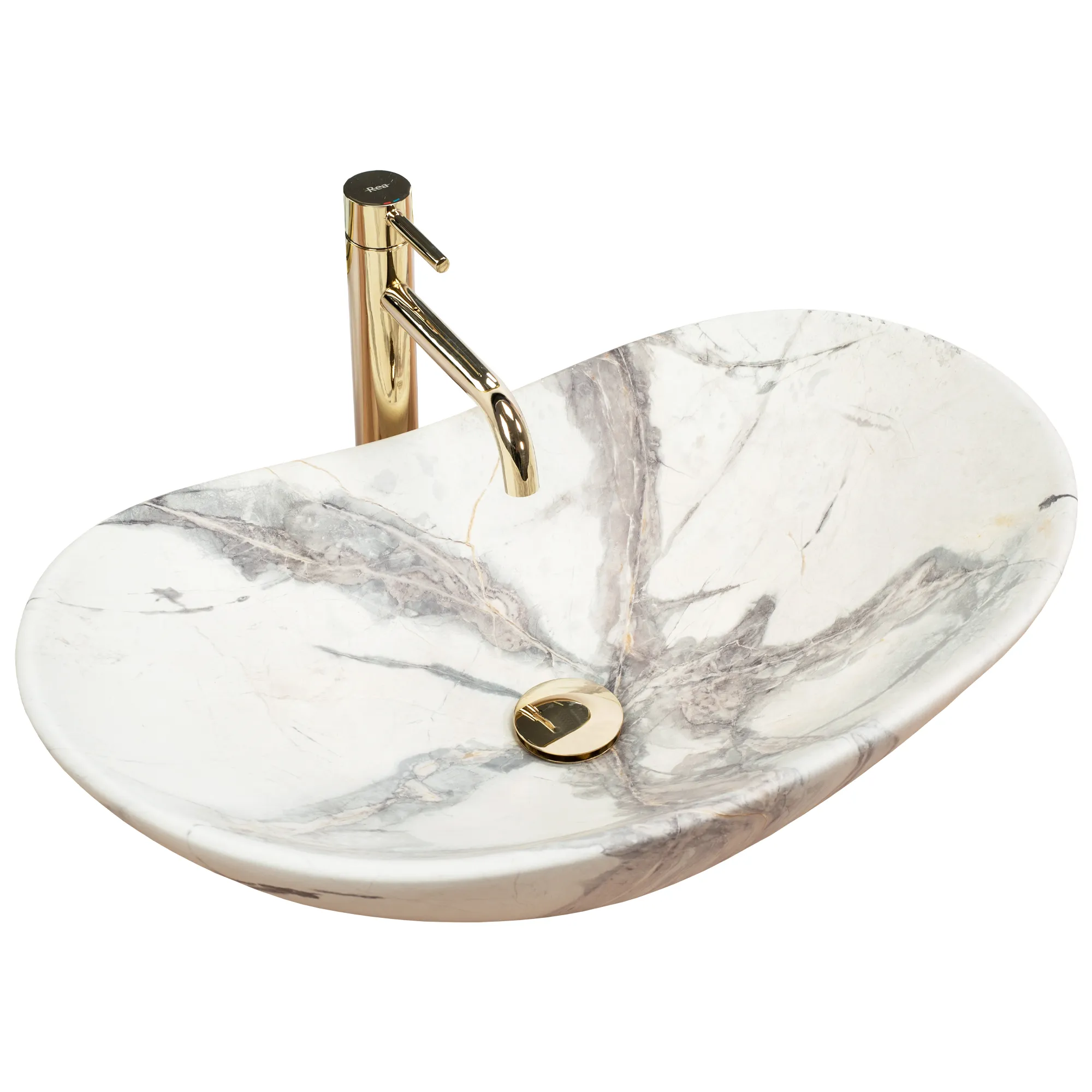 Lavoar pe blat formă semiovală lungime 62 cm culoare alb model Royal Sand