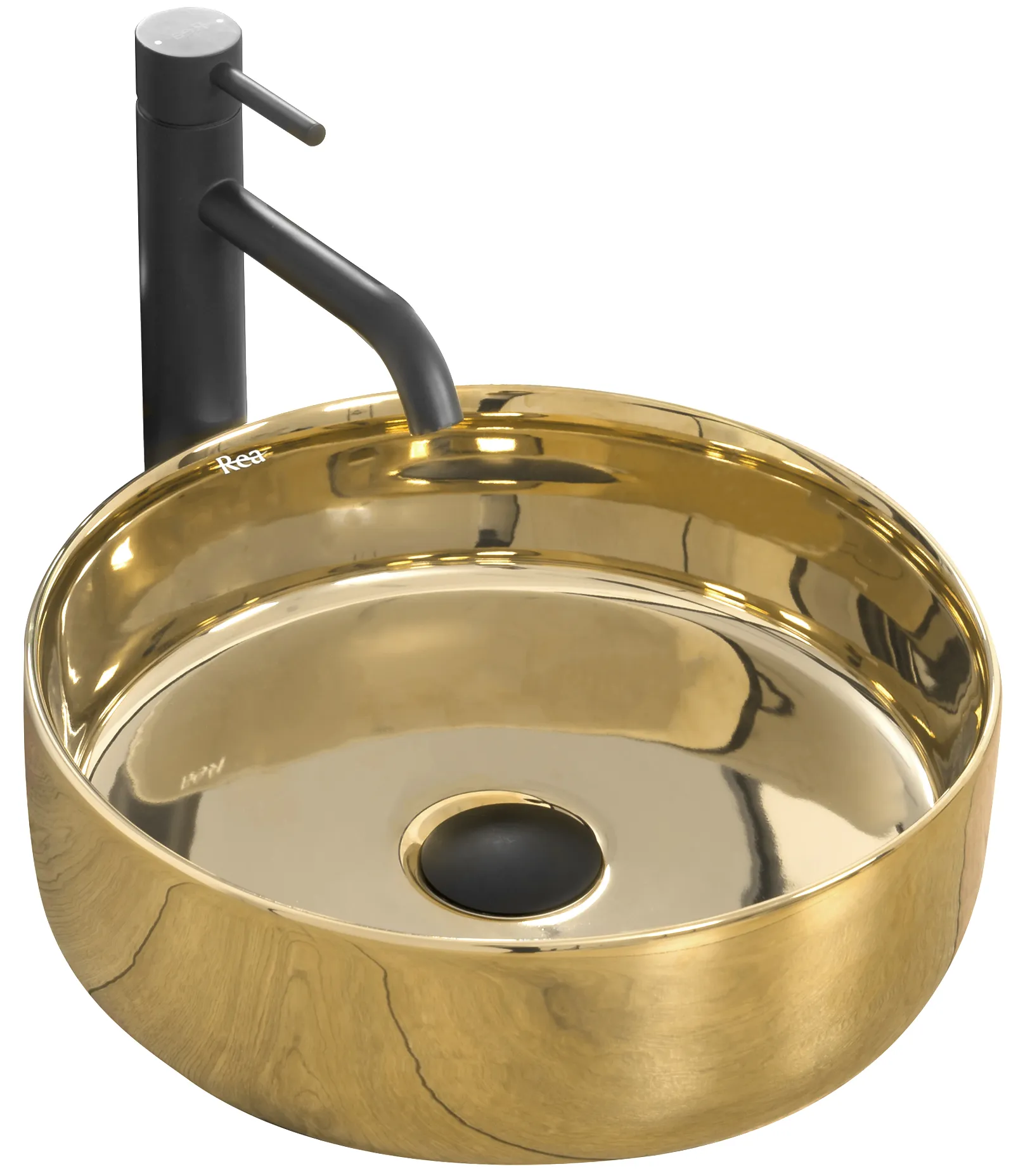 Lavoare pe blat - Lavoar pe blat formă rotundă lungime 36 cm culoare auriu model Sami Gold