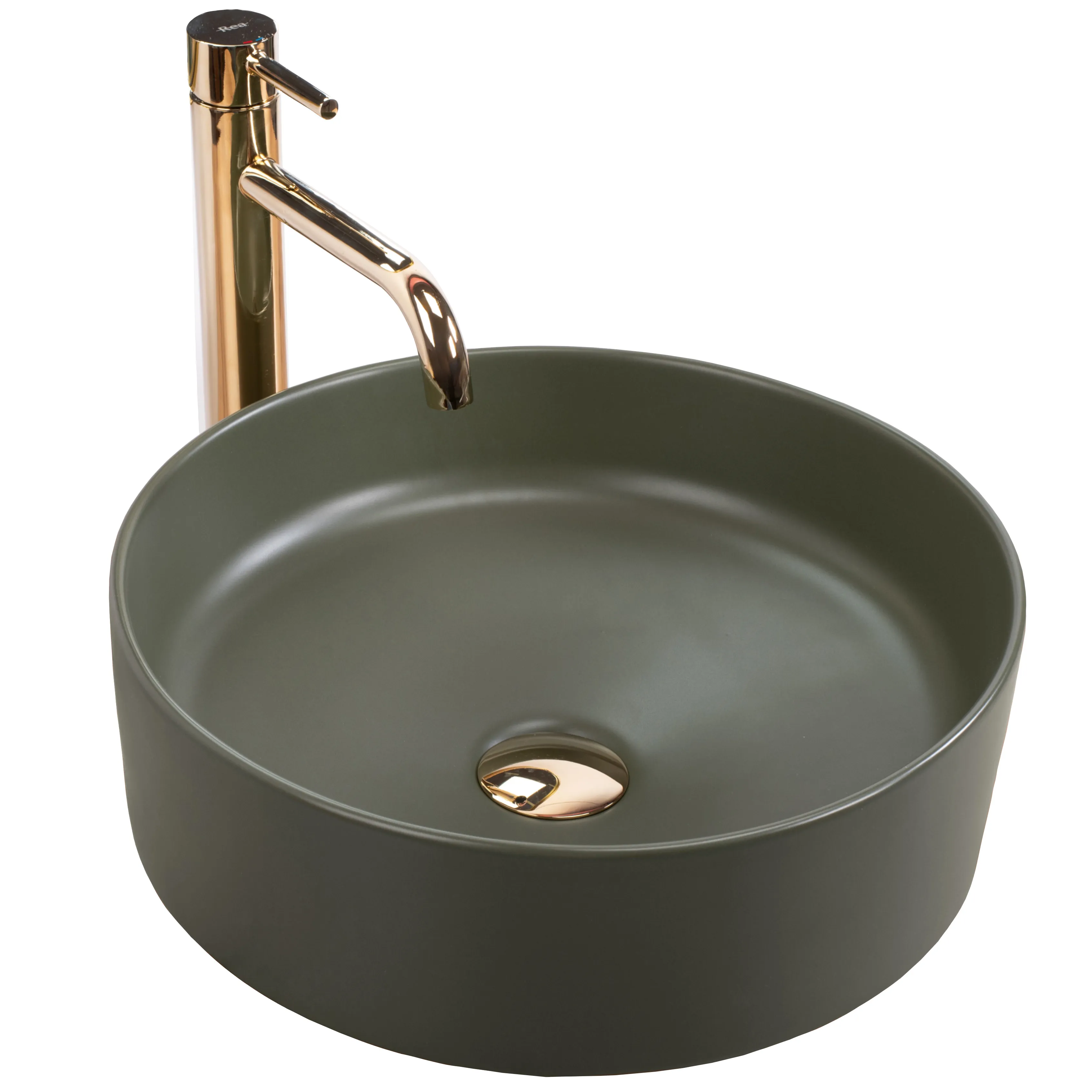 Lavoar baie pe blat formă rotundă lungime 37 cm culoare verde mat model Sami Green Mat [0]