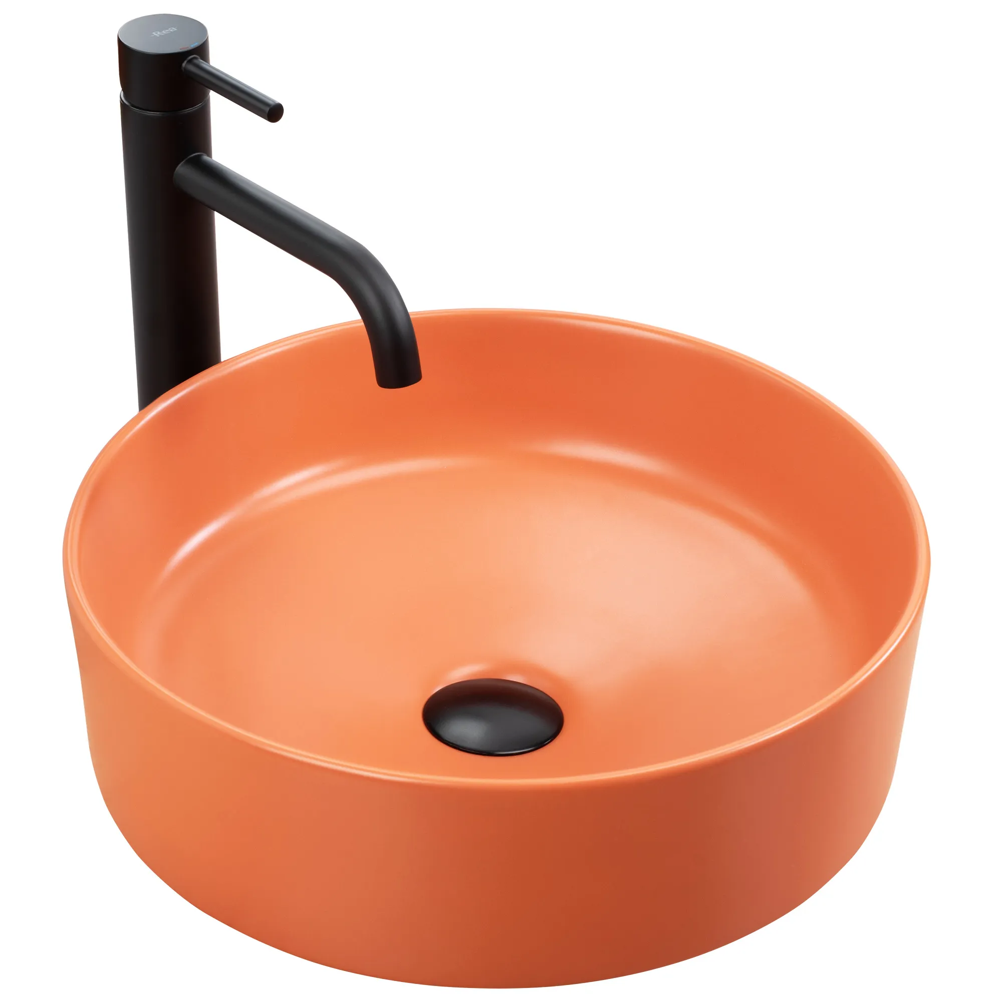 Lavoar pe blat formă rotundă lungime 37 cm culoare portocaliu model Sami Terra Mat