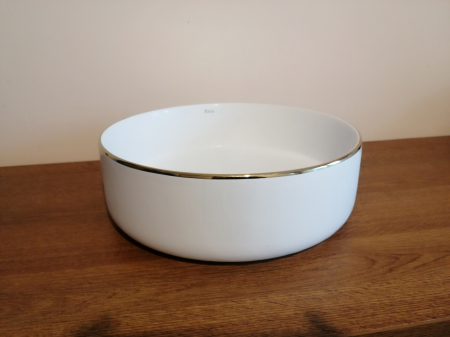 Lavoar pe blat formă rotundă lungime 36 cm culoare alb/auriu model Sami White Gold [6]
