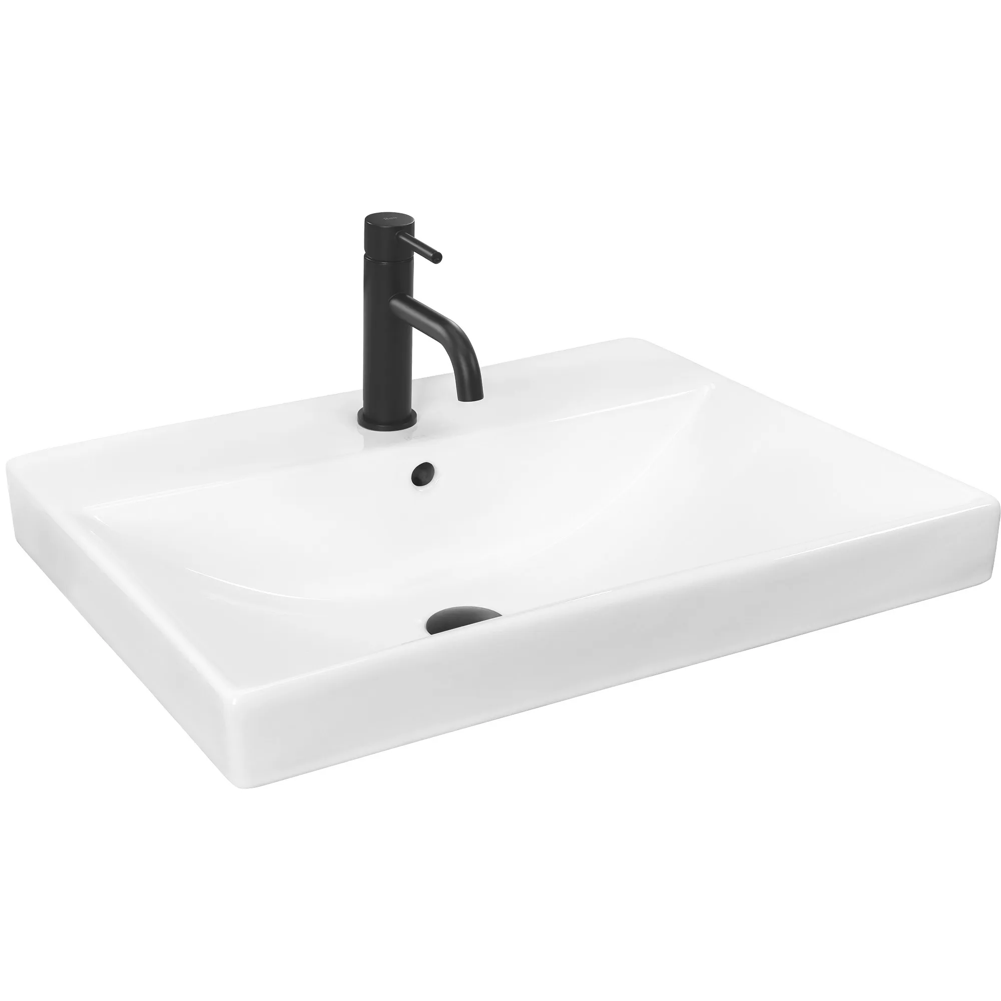 Lavoar încastrat în blat formă dreptunghiulară lungime 60 cm culoare alb model Mandy White