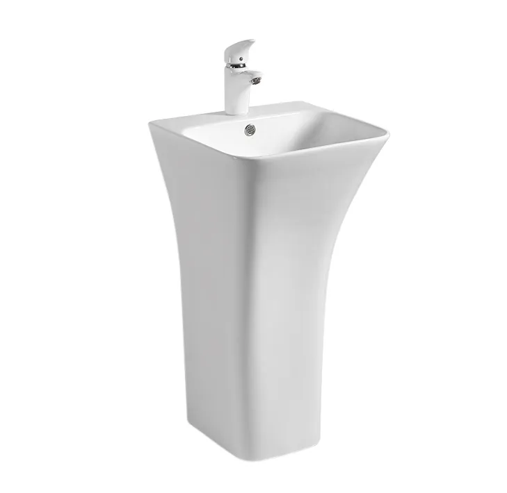 Lavoare cu piedestal - Lavoar independent formă pătrată înălțime 84 cm culoare alb model Ada Slim