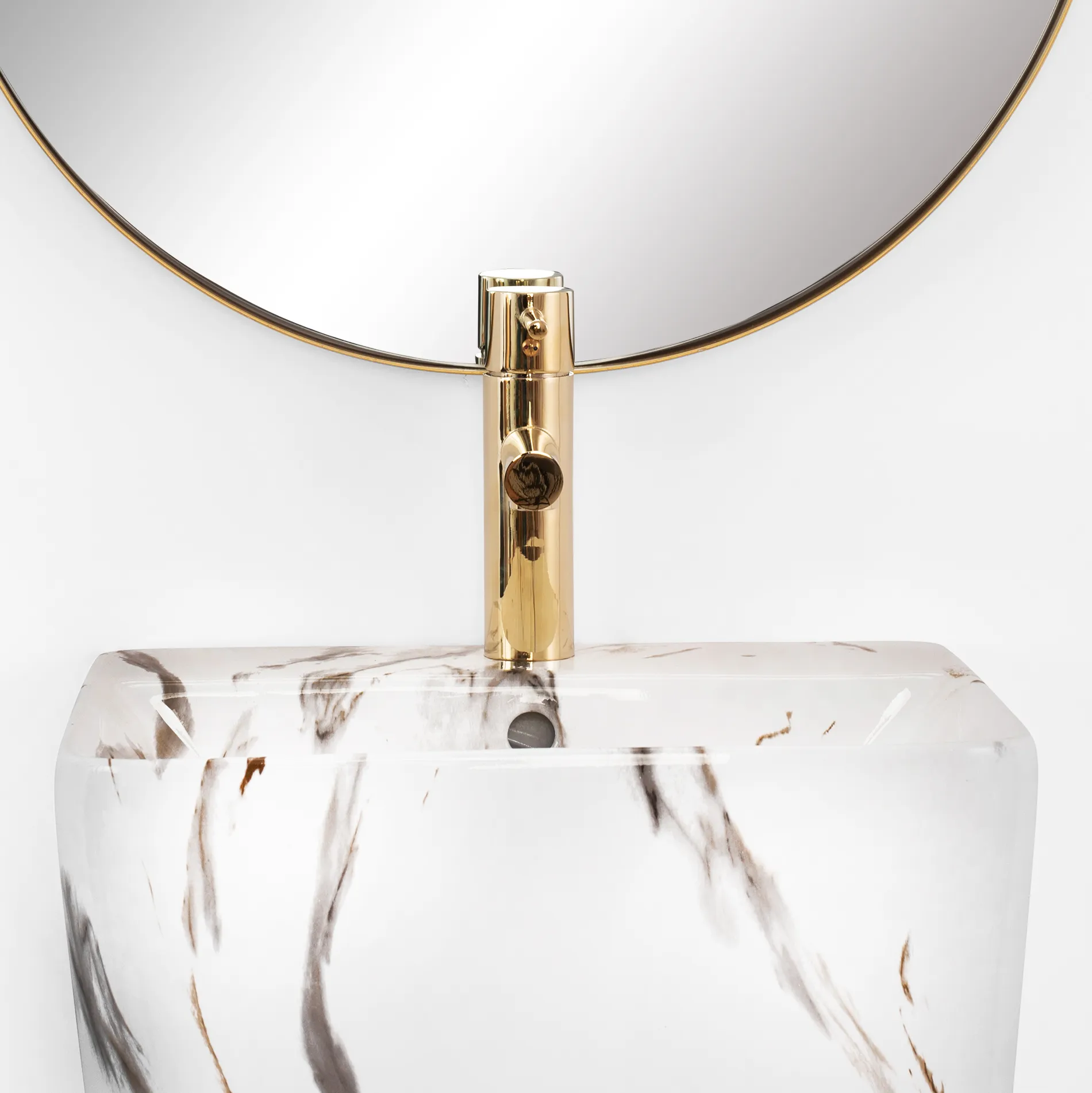 Lavoar independent formă pătrată înălțime 83 cm culoare alb/gri model Aris Marble [3]