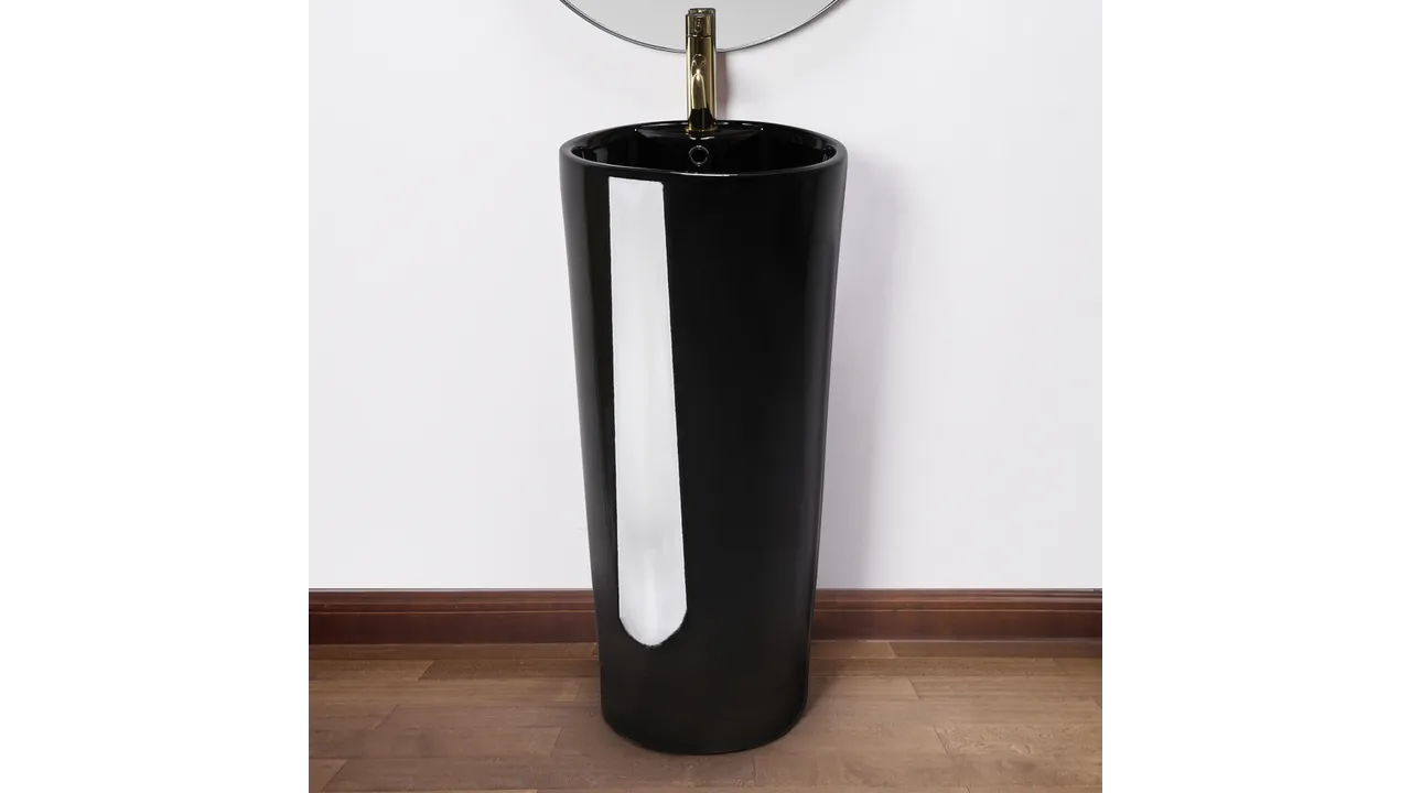 Lavoar independent formă rotundă înălțime 85 cm culoare neagră model Blanka Black [2]