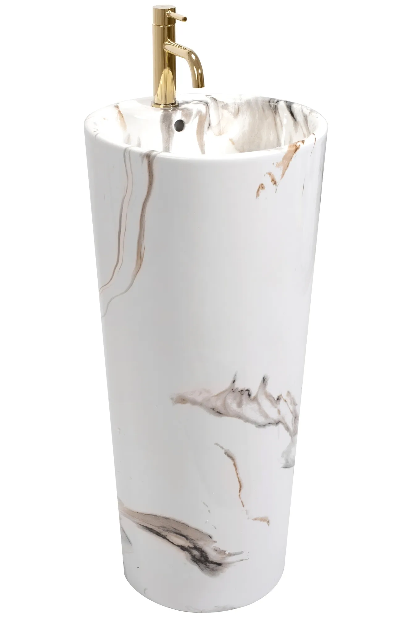 Lavoar independent formă rotundă înălțime 85 cm culoare alb/crem model Blanka Marble [3]