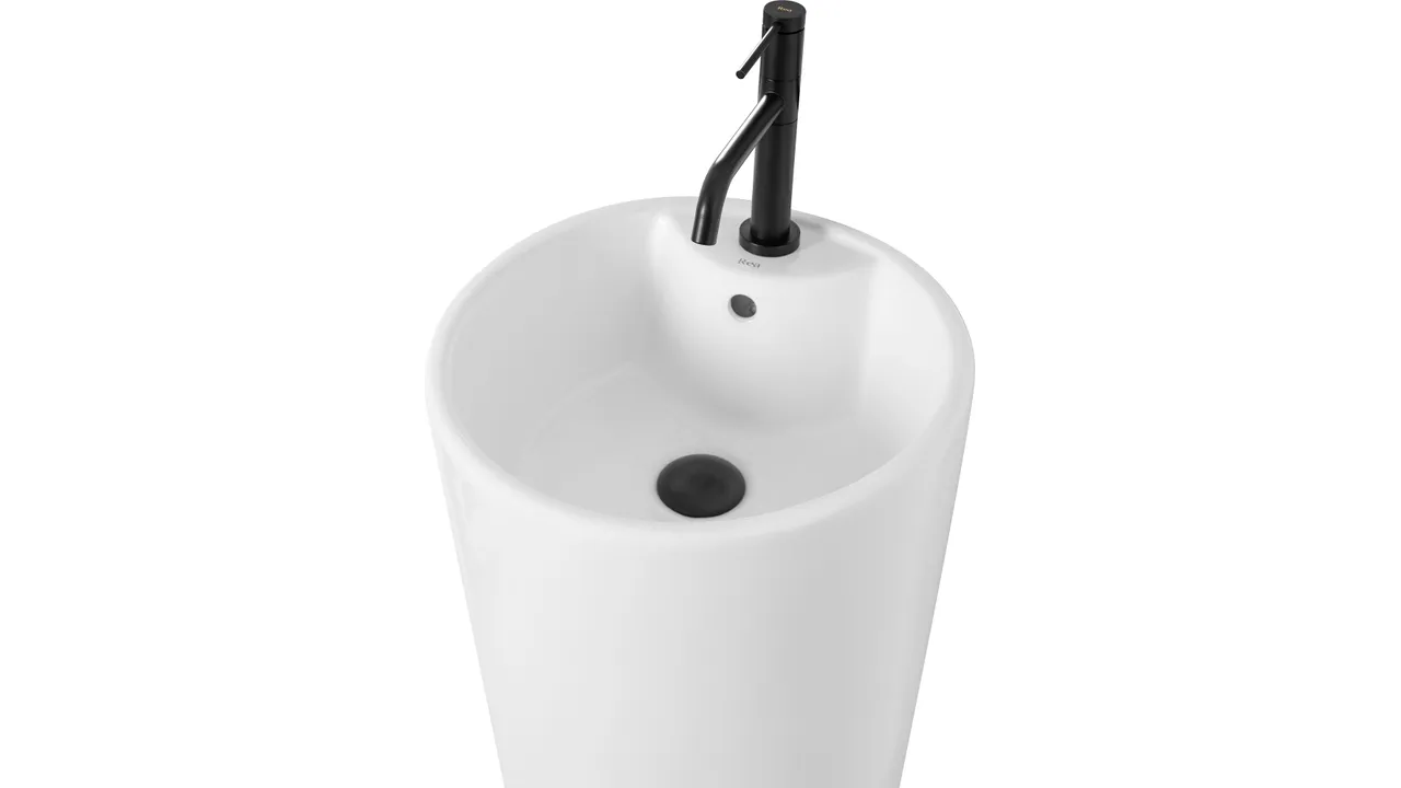 Lavoar independent formă rotundă înălțime 85 cm culoare albă model Blanka White [3]