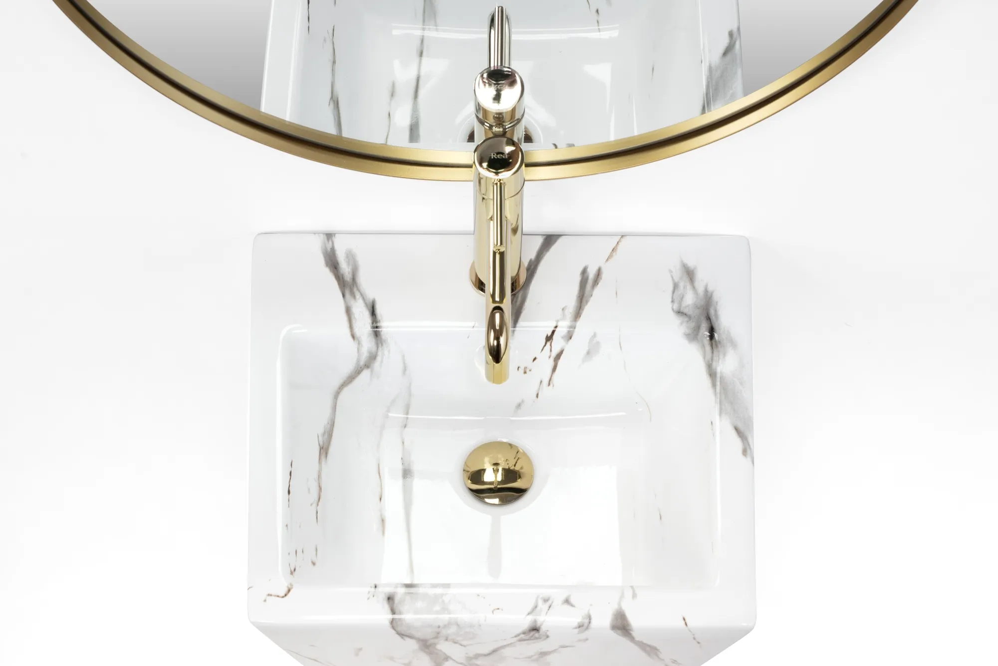 Lavoar independent formă pătrată înălțime 83 cm culoare alb/gri model Daria Marble [4]