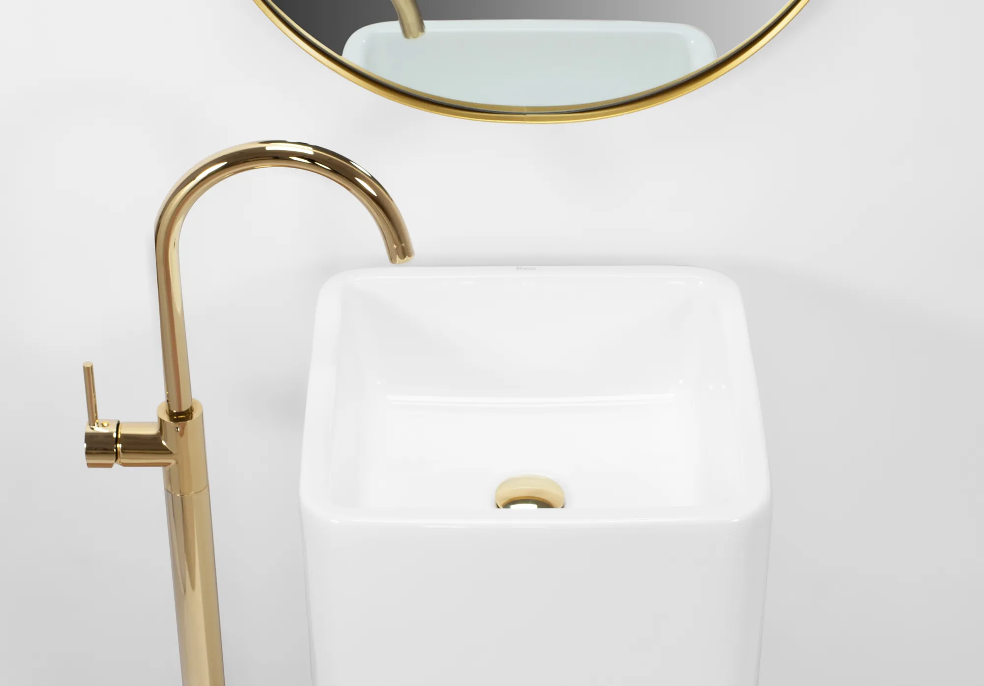 Lavoar independent formă pătrată înălțime 84 cm culoare albă model Holly [5]