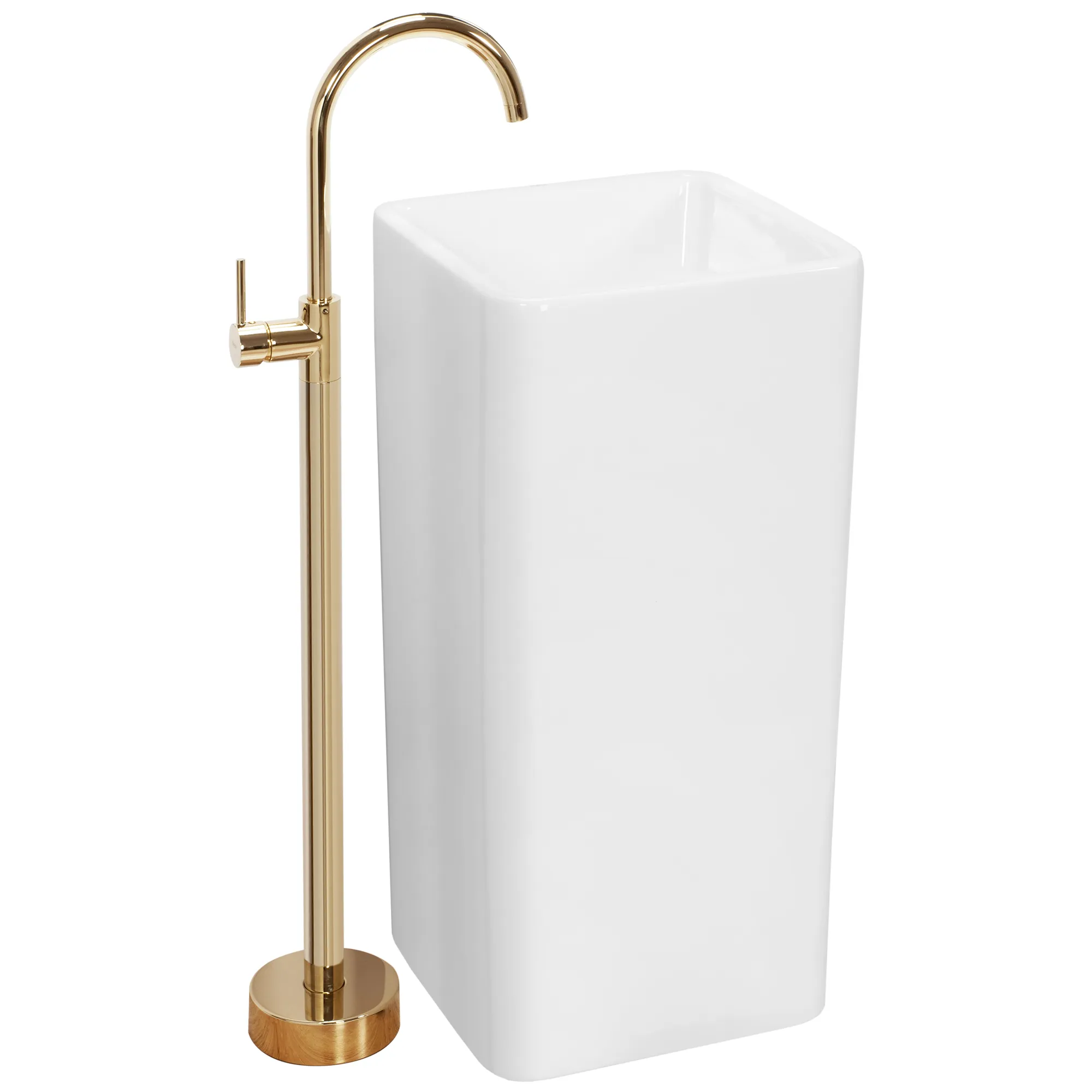 Lavoare cu piedestal - Lavoar independent formă pătrată înălțime 84 cm culoare albă model Holly