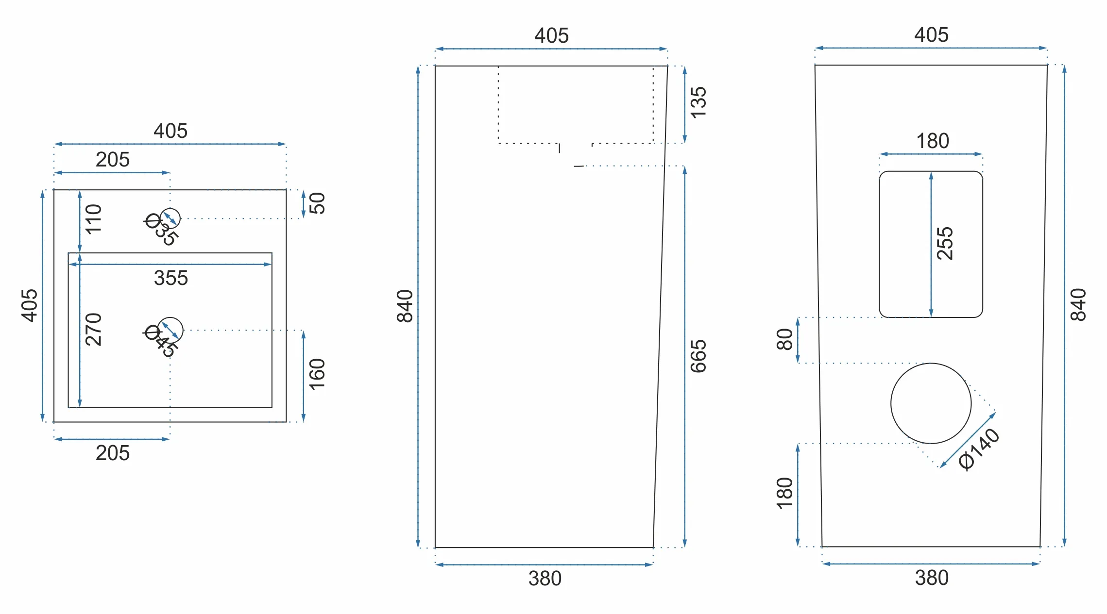 Lavoar independent formă pătrată înălțime 84 cm culoare neagră model Mia Black [4]