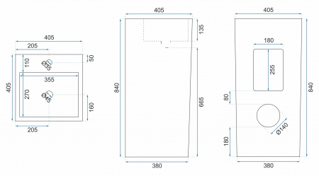 Lavoar independent formă pătrată înălțime 84 cm culoare alb model Mia White [4]