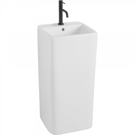 Lavoare cu piedestal - Lavoar independent formă pătrată înălțime 84 cm culoare alb model Mia White
