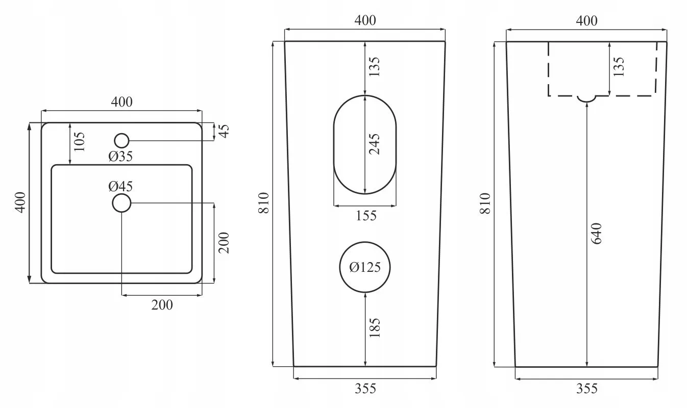Lavoar independent formă pătrată înălțime 81 cm culoare albă model Calani Frida [4]
