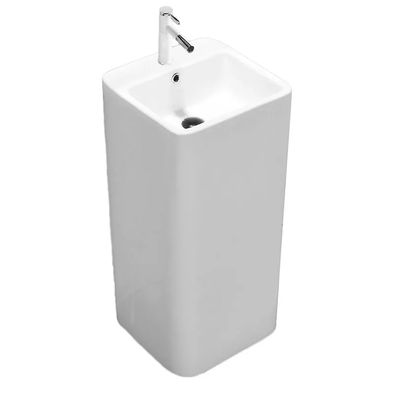 Lavoare cu piedestal - Lavoar independent formă pătrată înălțime 81 cm culoare albă model Calani Frida
