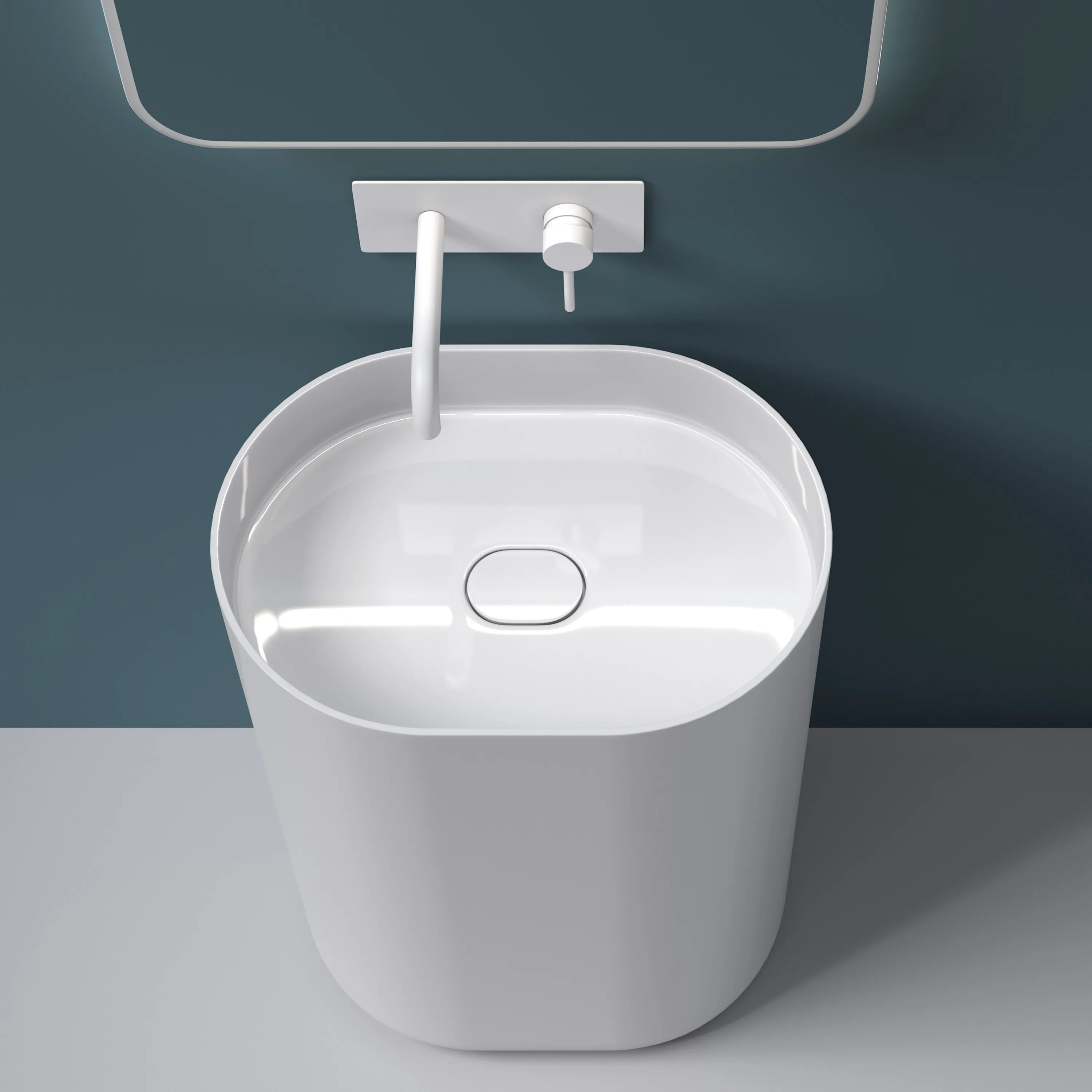 Lavoar independent formă semiovală înălțime 85 cm finisaj alb model Dolce White [3]