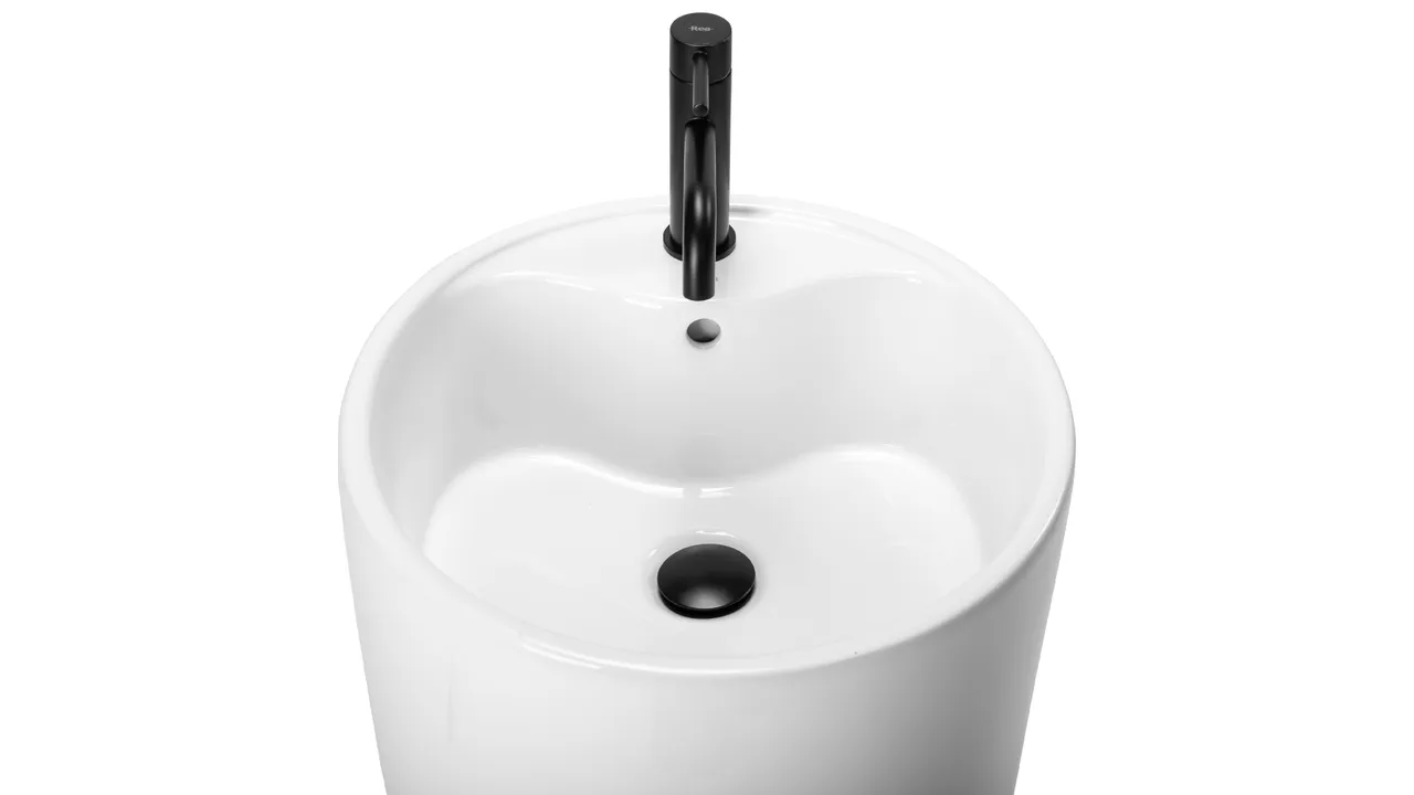 Lavoar independent formă rotundă înălțime 84 cm culoare albă model Anya [3]