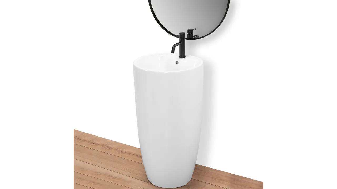 Lavoar independent formă rotundă înălțime 84 cm culoare albă model Anya [5]