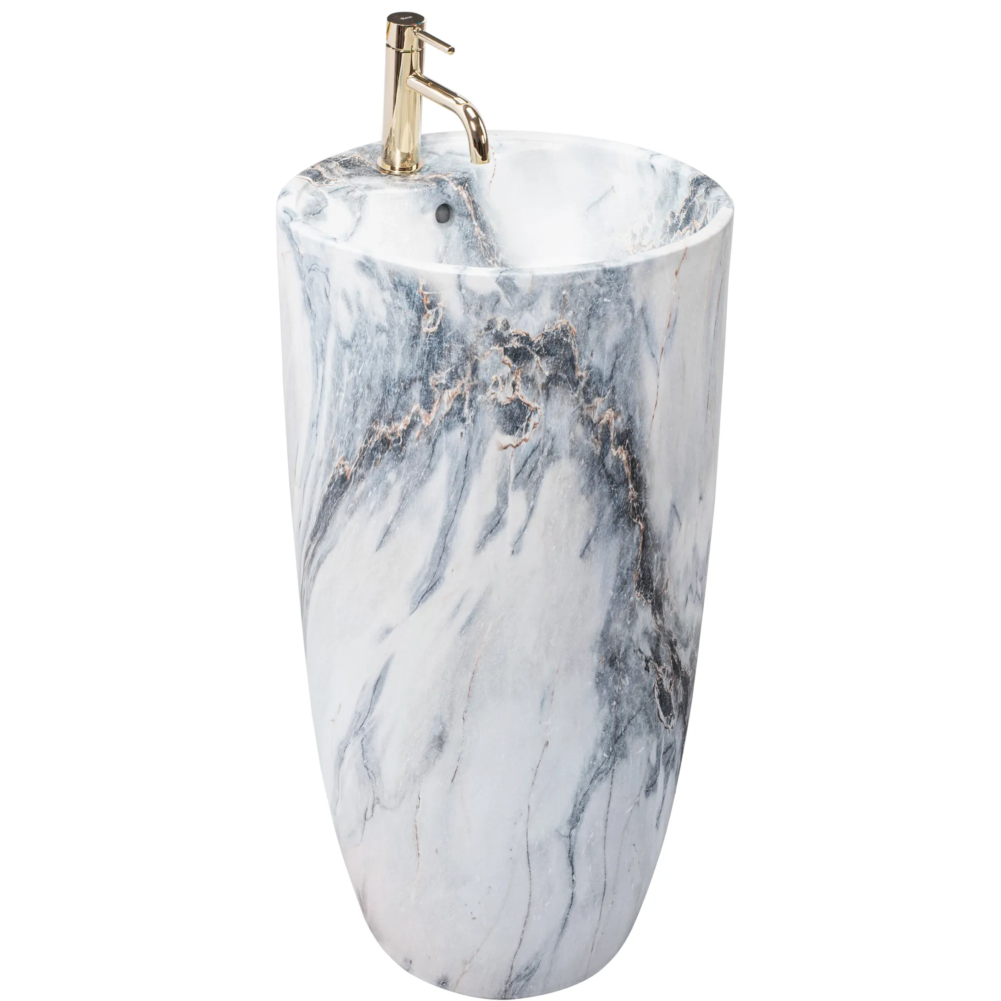 Lavoare cu piedestal - Lavoar independent formă rotundă înălțime 84 cm culoare albă/gri model Anya Granit Matt