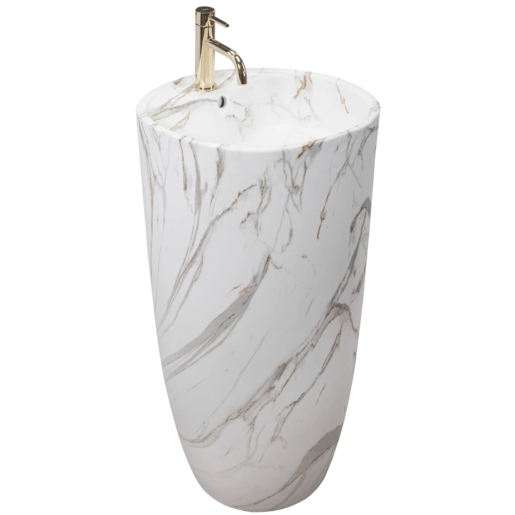 Lavoare cu piedestal - Lavoar independent formă rotundă înălțime 84 cm culoare albă/crem model Anya Lava Matt
