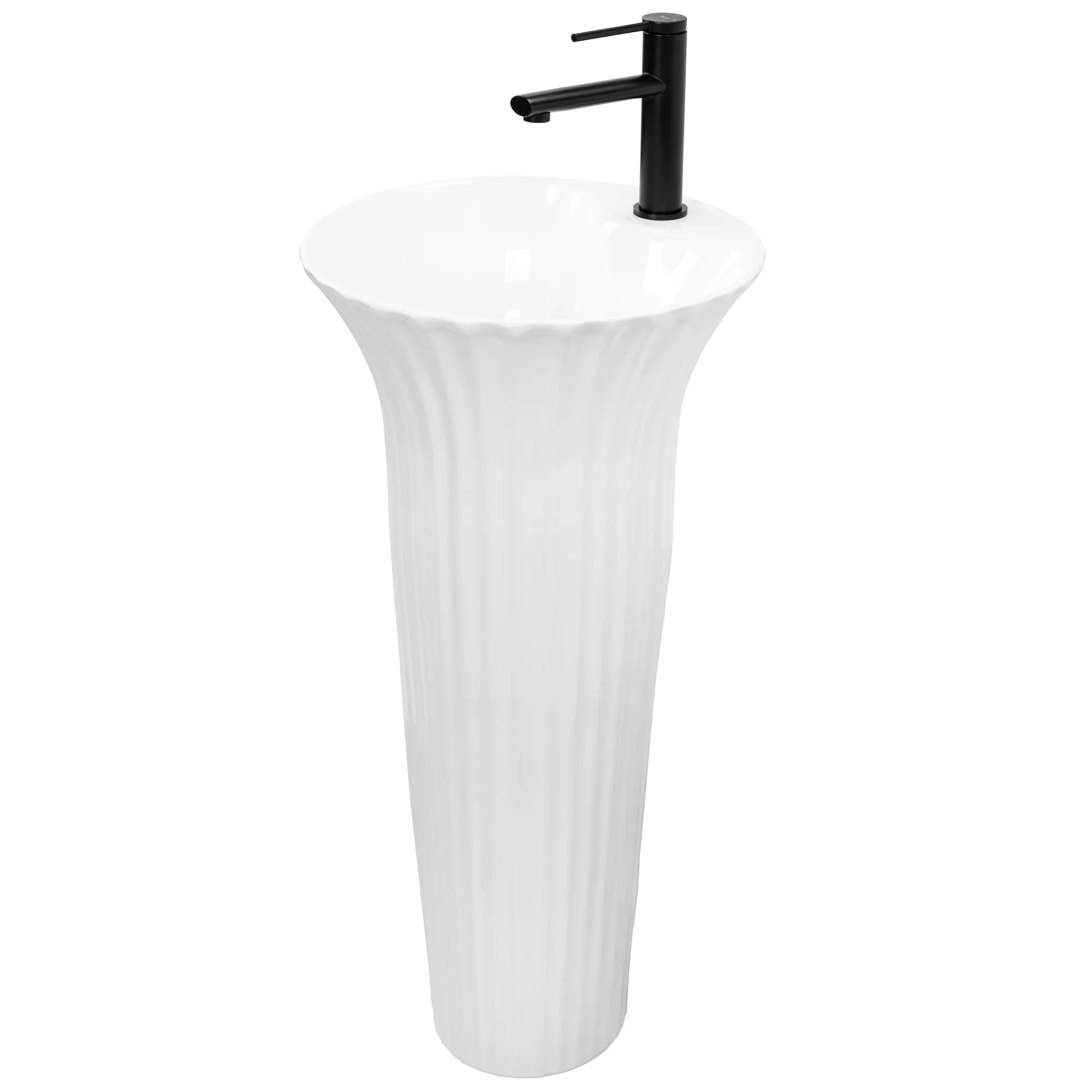 Lavoar independent formă rotundă înălțime 84 cm culoare albă model Hope [2]