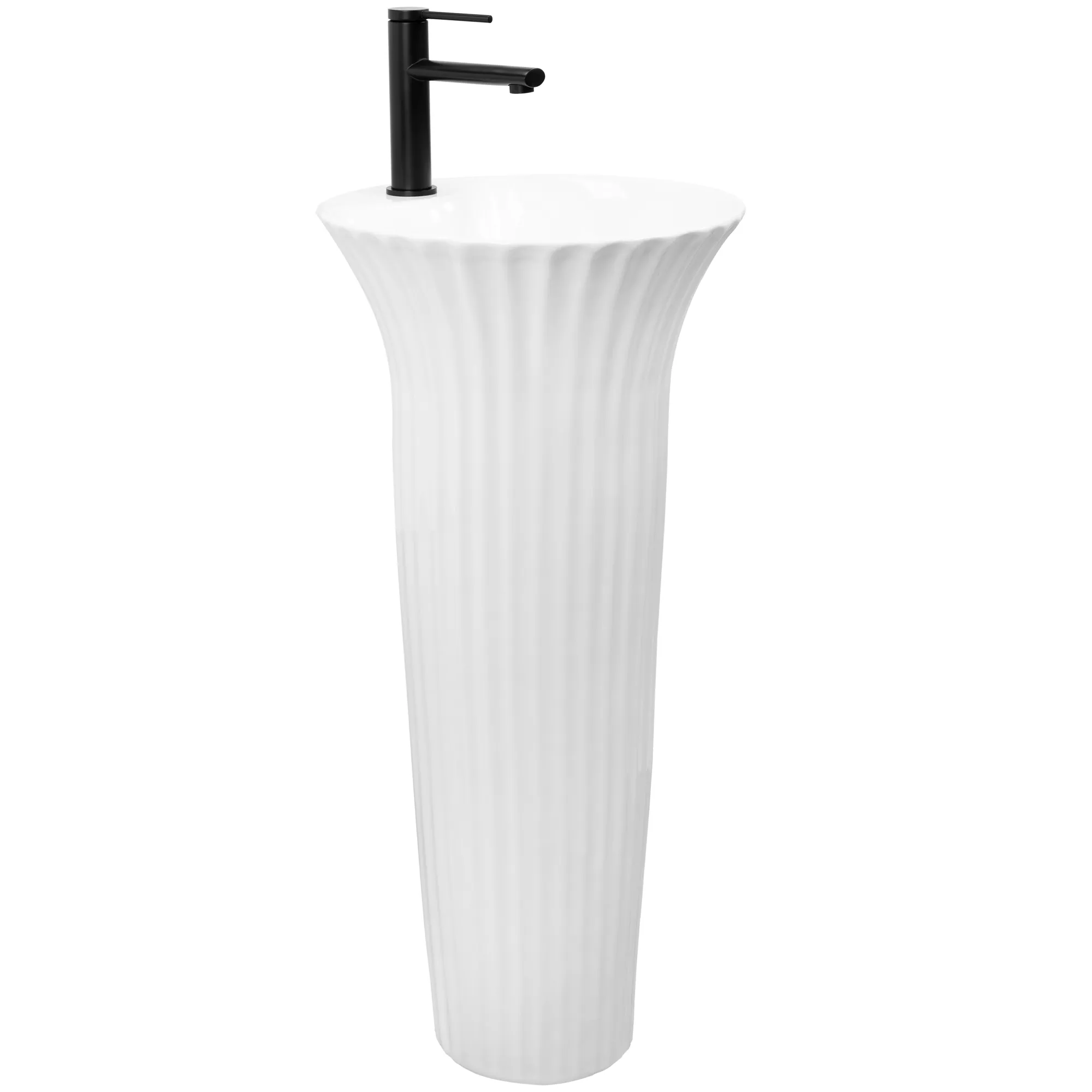 Lavoare cu piedestal - Lavoar independent formă rotundă înălțime 84 cm culoare albă model Hope