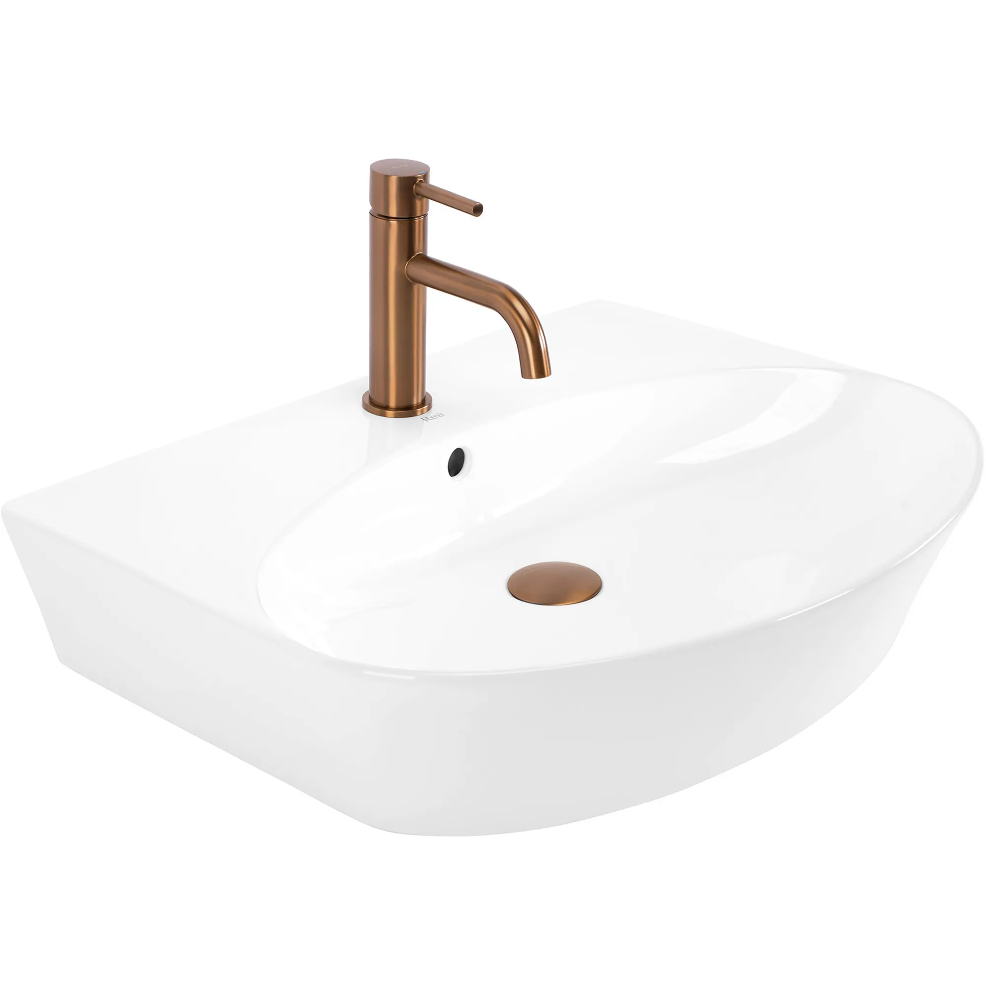 Lavoare pe blat - Lavoar pe blat formă dreptunghiulară lungime 60 cm culoare alb model Kim