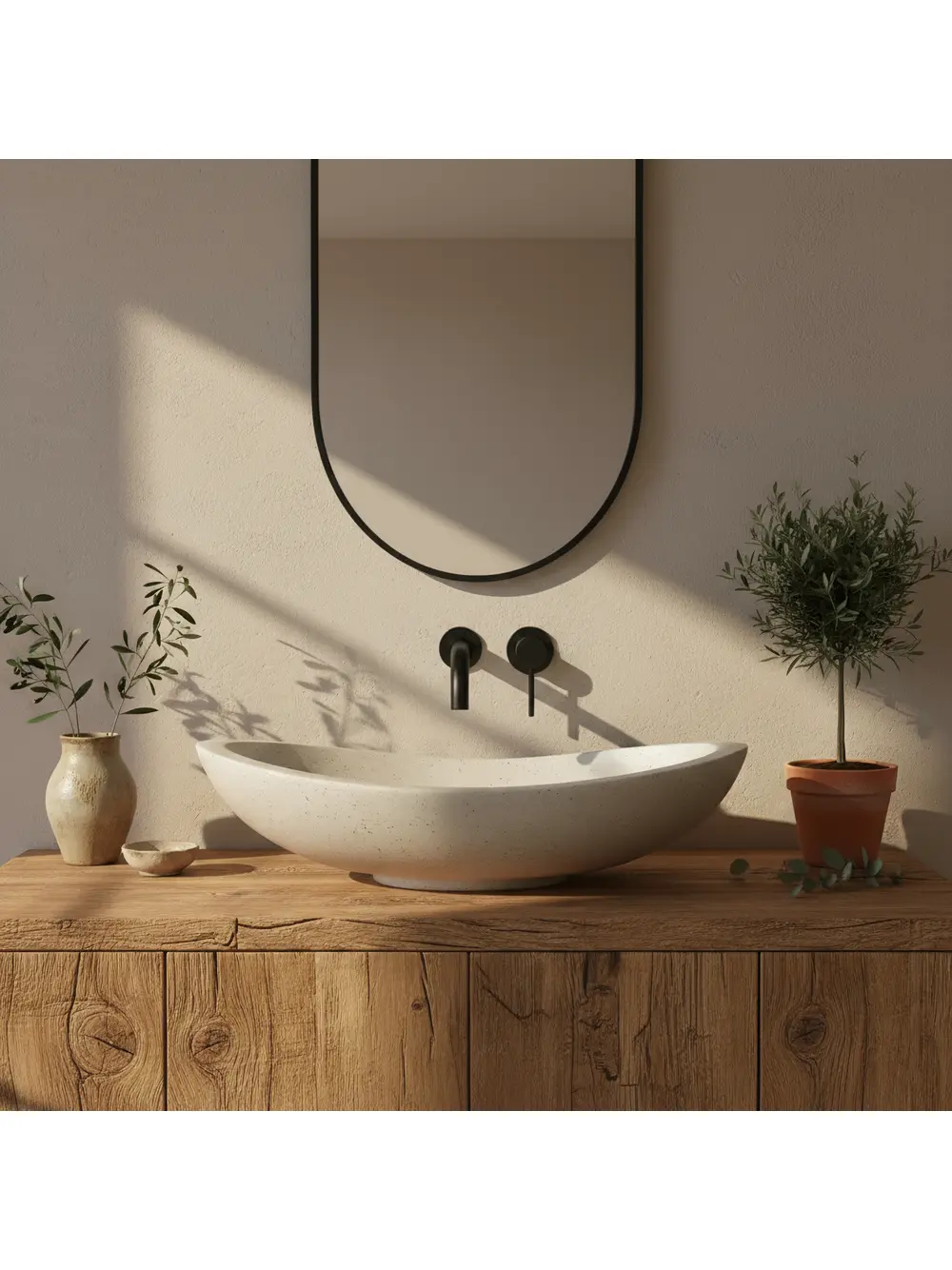 Lavoar pe blat formă ovală lungime 46.5 cm culoare bej model Leona [5]