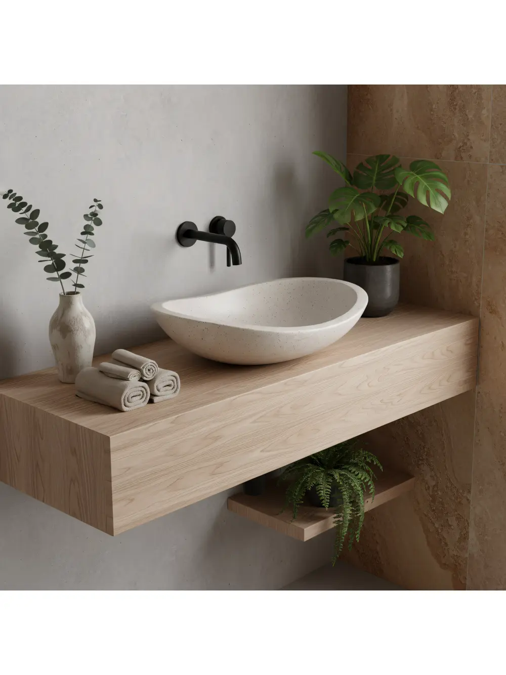 Lavoar pe blat formă ovală lungime 46.5 cm culoare bej model Leona [4]