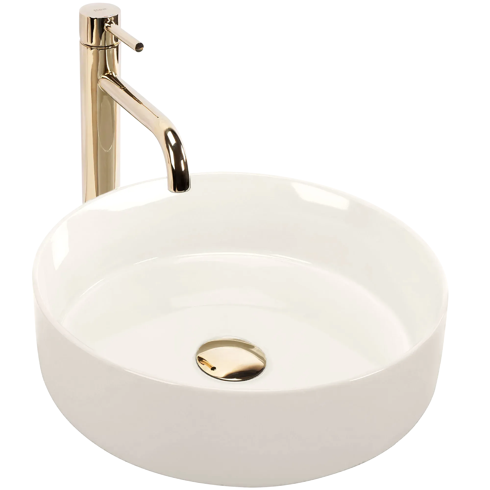 Lavoare pe blat - Lavoar pe blat formă rotundă diametru 36 cm finisaj ecru model Sami Ecru Shiny