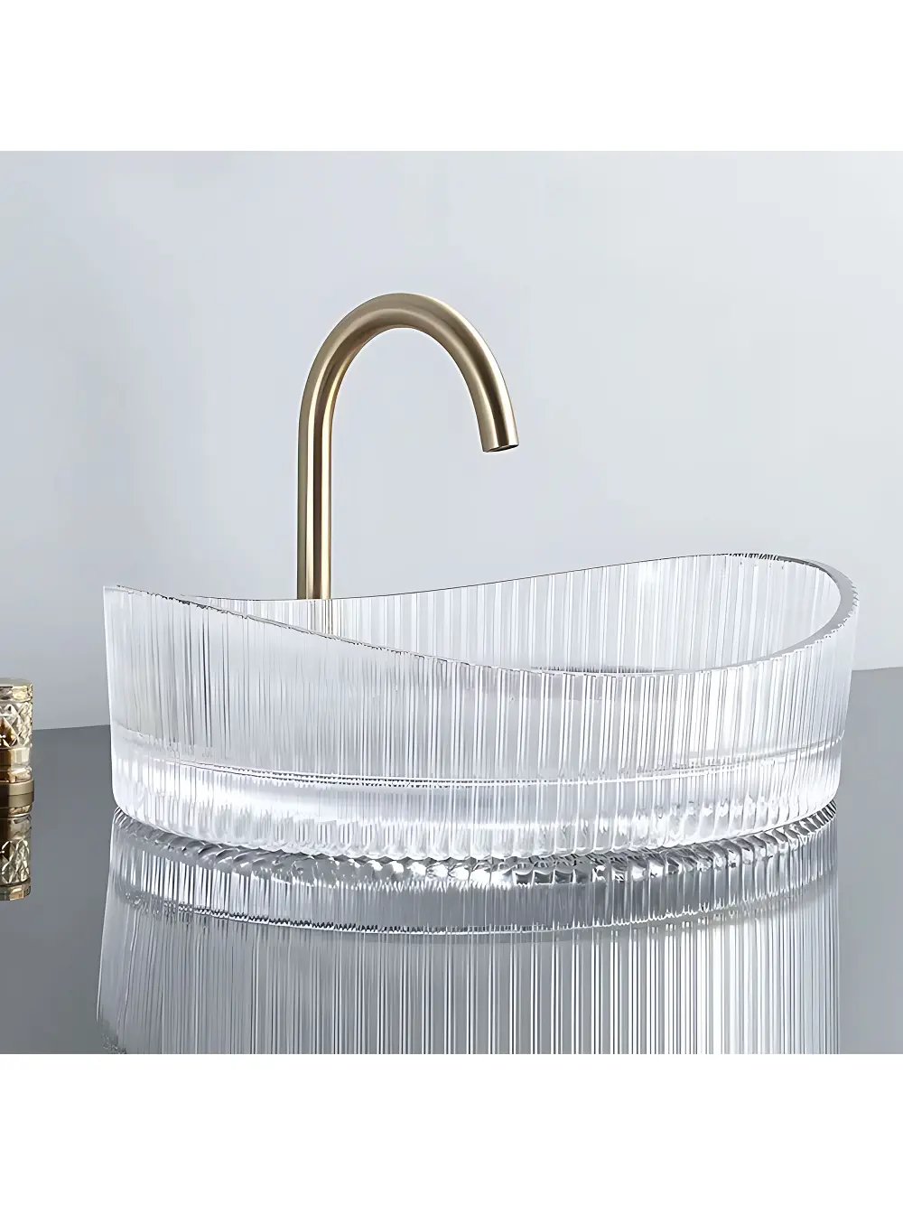 Lavoare pe blat - Lavoar pe blat formă ovală lungime 50 cm culoare transparentă model Harper Transparent