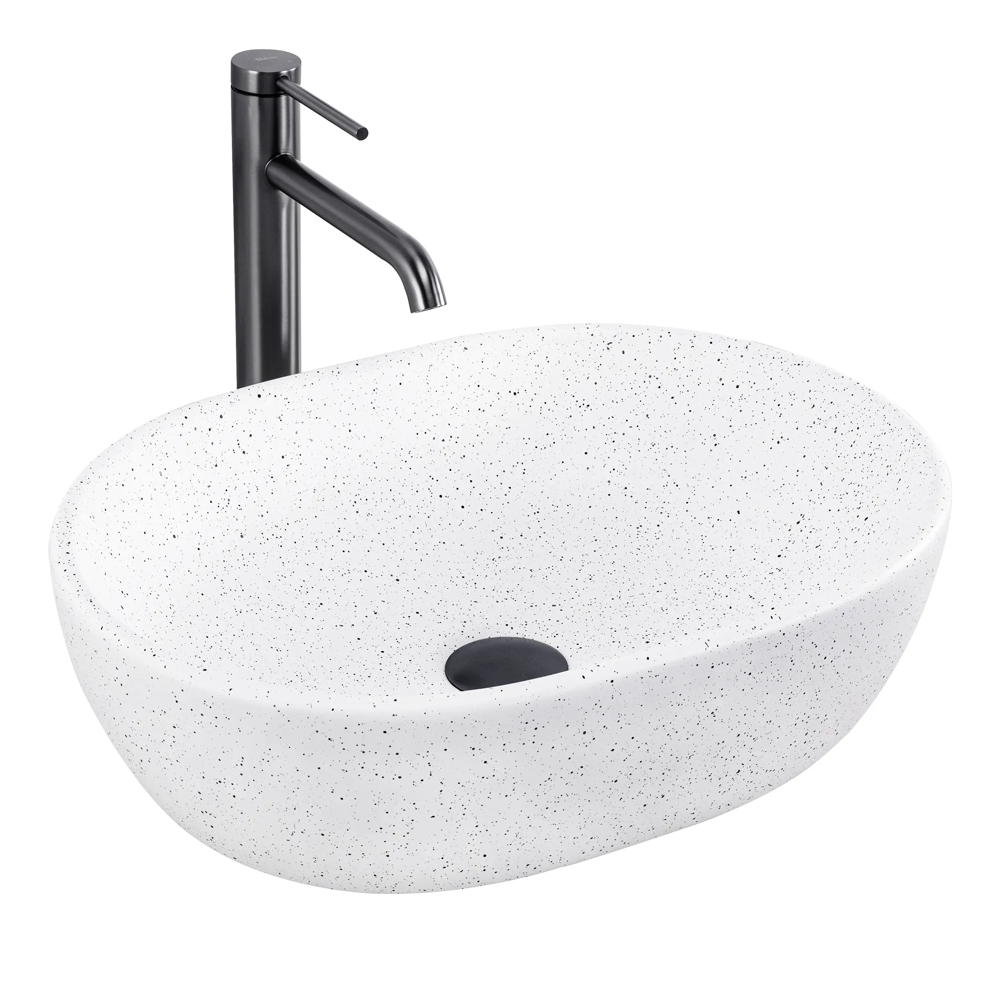 CHIUVETE / LAVOARE - Lavoar pe blat formă semiovală lungime 48 cm culoare alb și negru model Amelia Warm