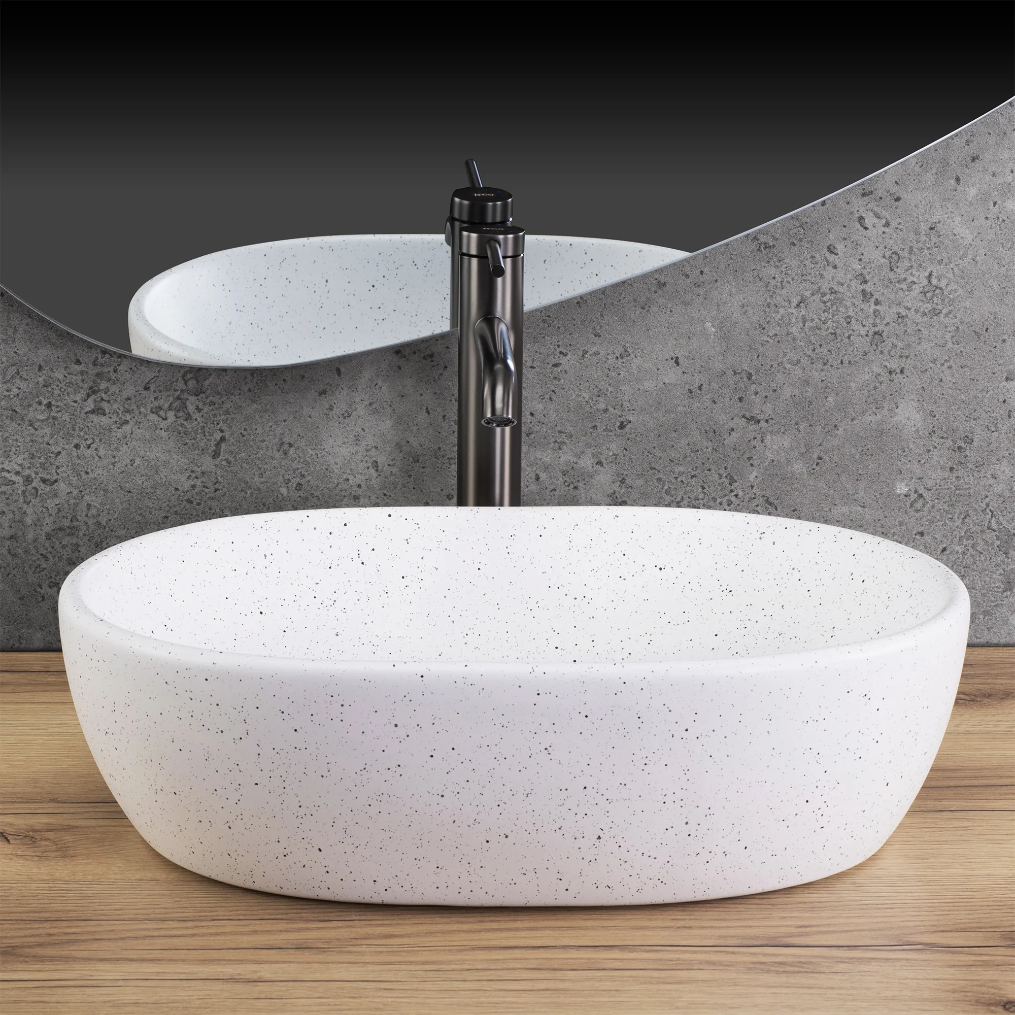 Lavoar pe blat formă semiovală lungime 48 cm culoare alb și negru model Amelia Warm [3]