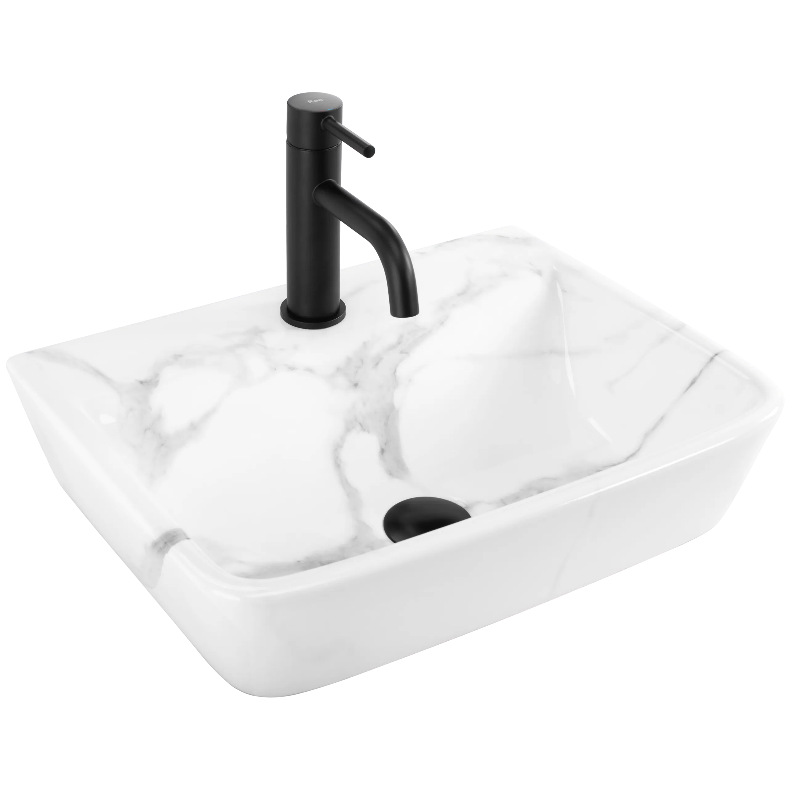 Lavoare pe blat - Lavoar pe blat formă dreptunghiulară lungime 45 cm finisaj imitație de piatră model Altea Cloudy