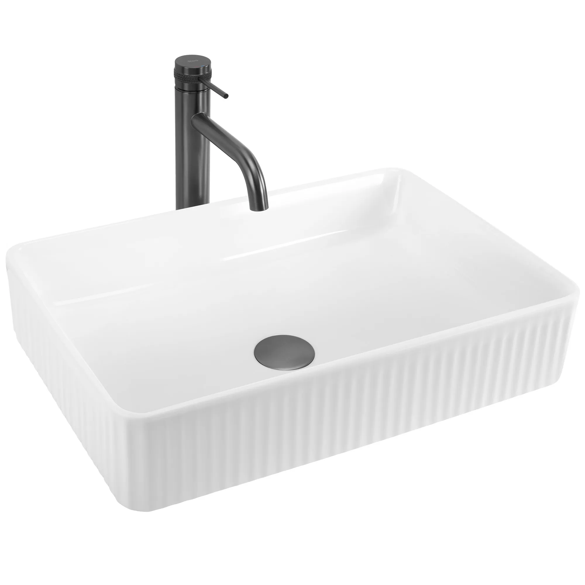 Lavoare pe blat - Lavoar pe blat formă dreptunghiulară lungime 50 cm culoare alb model Forella White