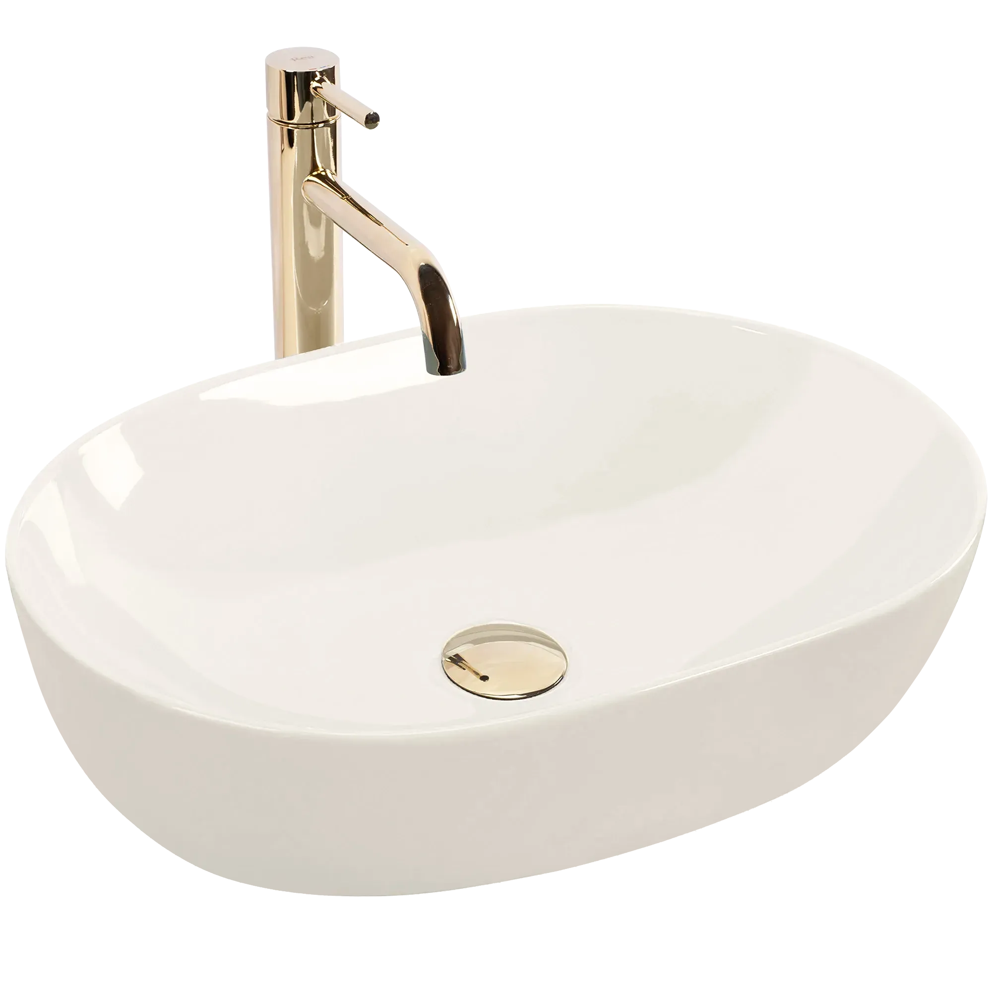 CHIUVETE / LAVOARE - Lavoar pe blat formă semiovală lungime 49 cm culoare ecru model Lisa Ecru Shiny