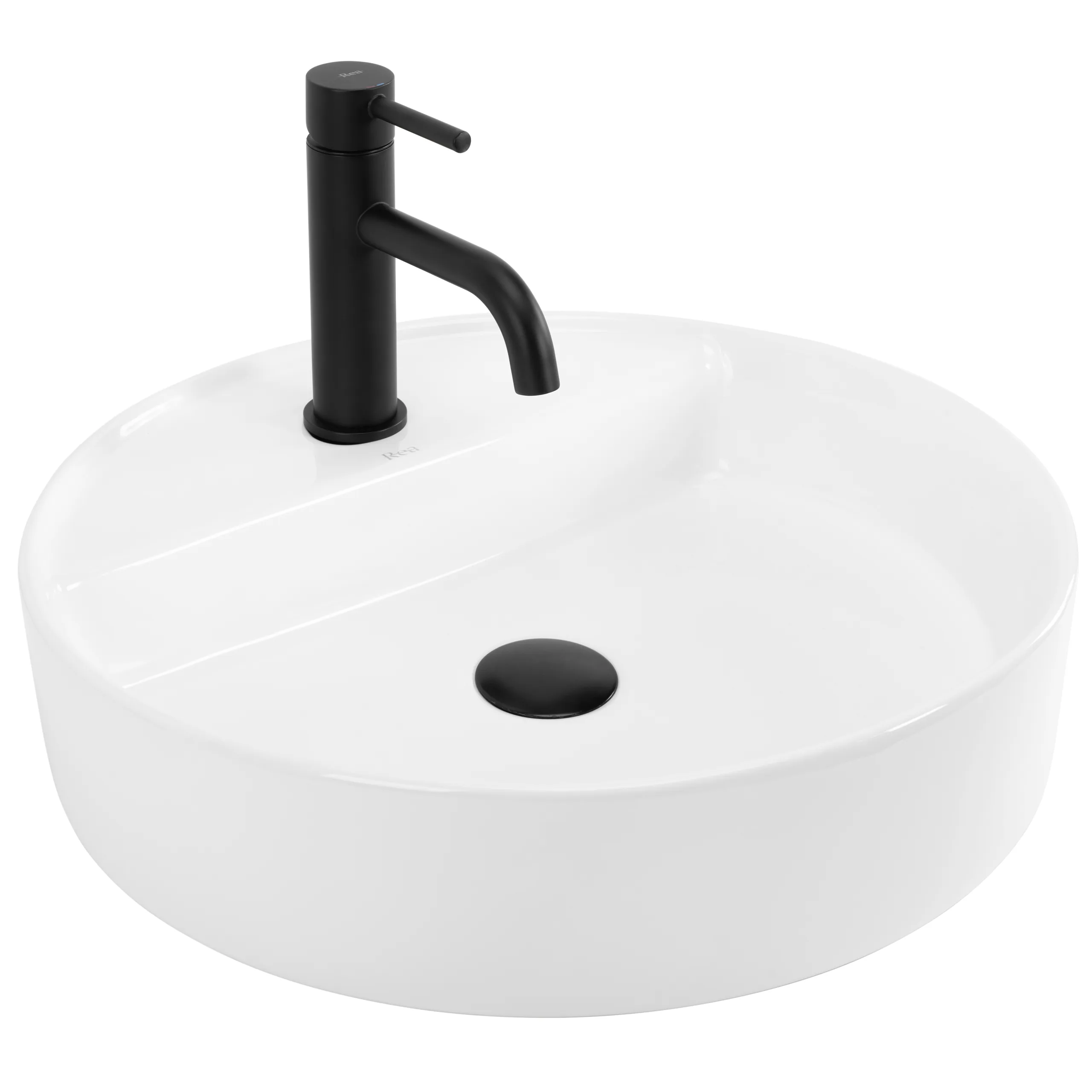 Lavoare pe blat - Lavoar pe blat formă rotundă diametru 45 cm culoare alb model Ronda White