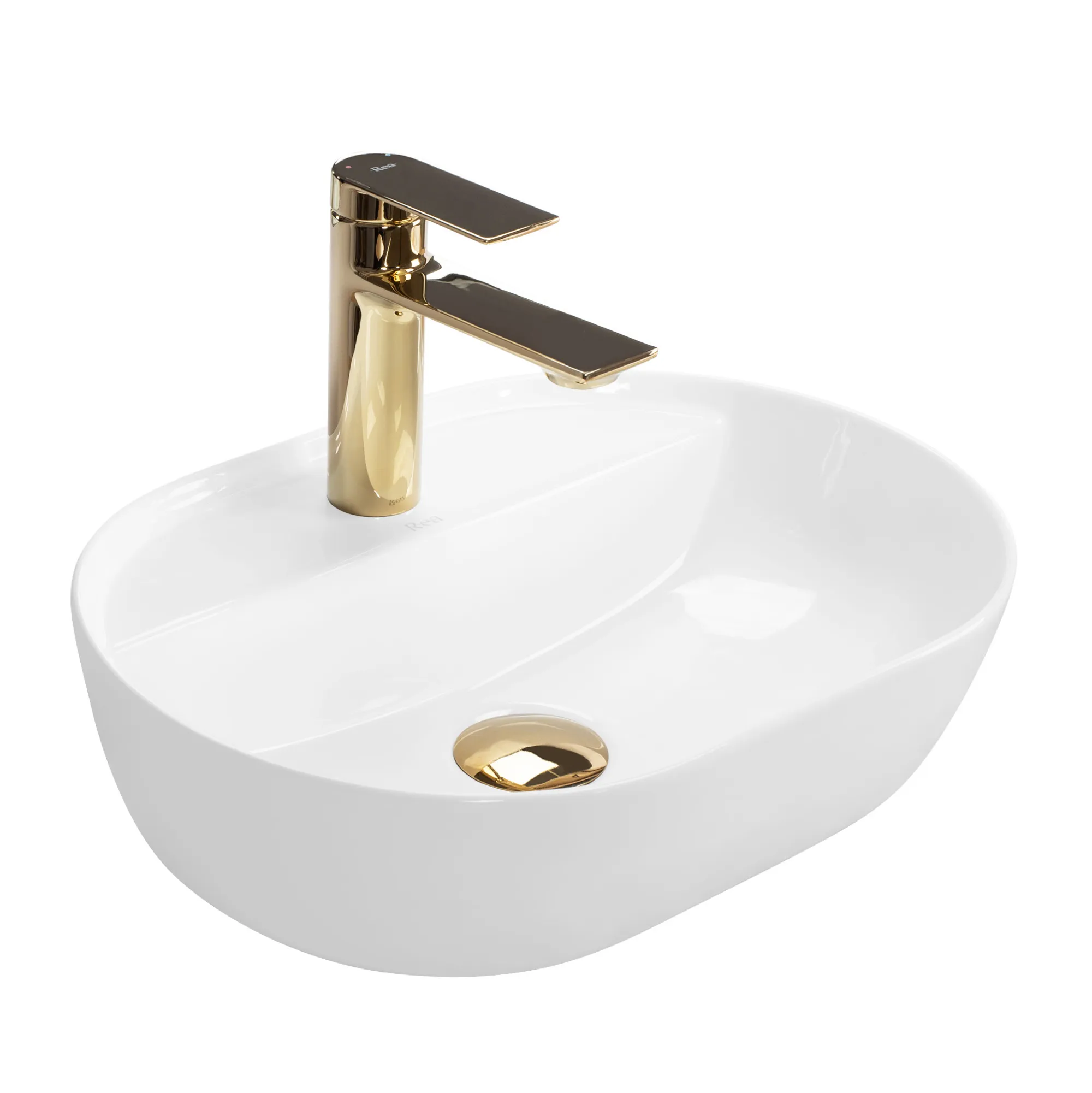 CHIUVETE / LAVOARE - Lavoar pe blat formă semiovală lungime 42 cm culoare alb model Aura White