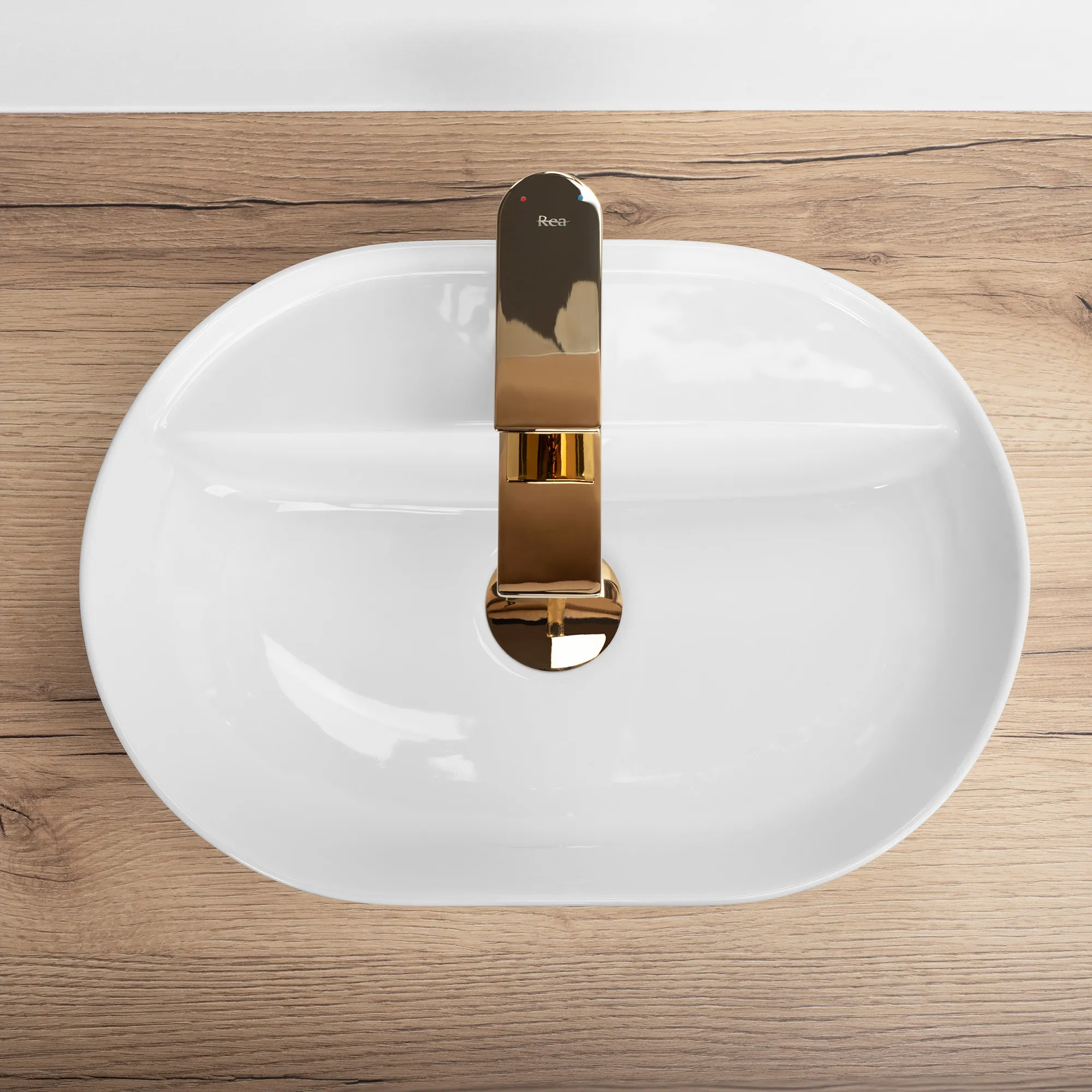 Lavoar pe blat formă semiovală lungime 42 cm culoare alb model Aura White [3]