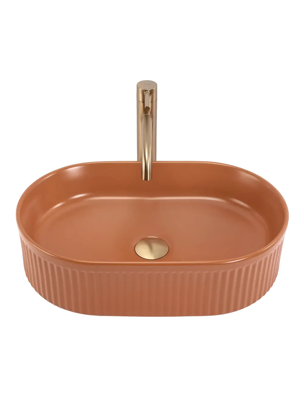 Lavoar pe blat formă semiovală lungime 50 cm culoare portocaliu mat model Vanda Cinnamon Matt [1]