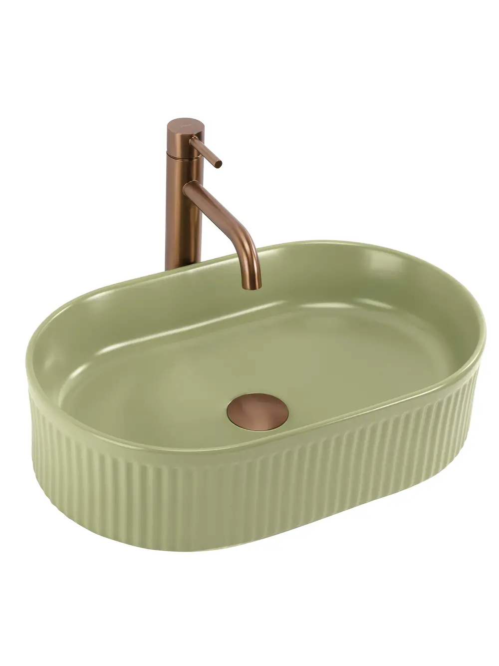 Lavoare pe blat - Lavoar pe blat formă semiovală lungime 49 cm culoare verde mat model Vanda Pistachio Matt