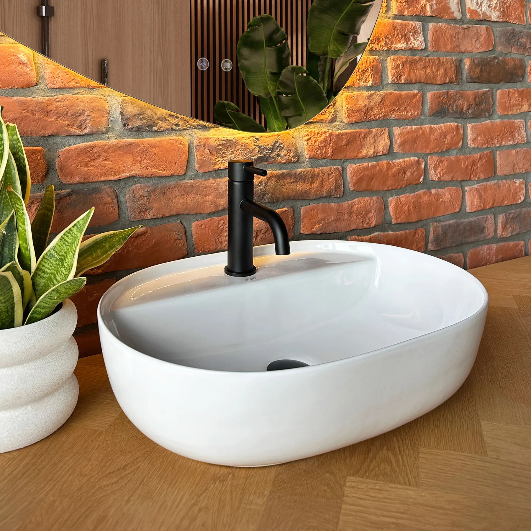 Lavoar pe blat formă semiovală lungime 50 cm culoare alb model Aura [1]