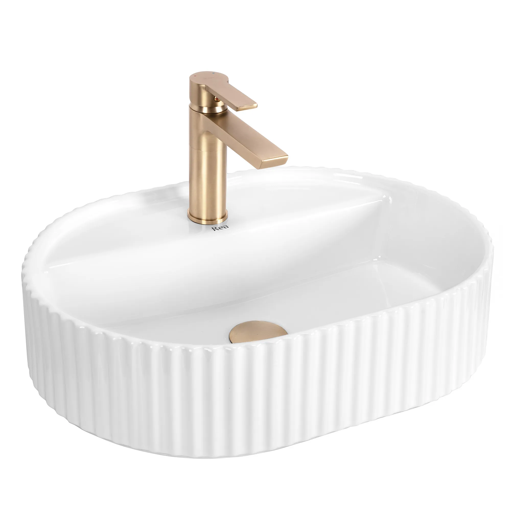 Lavoare pe blat - Lavoar pe blat formă semiovală lungime 50 cm finisaj alb lucios model Marcela White