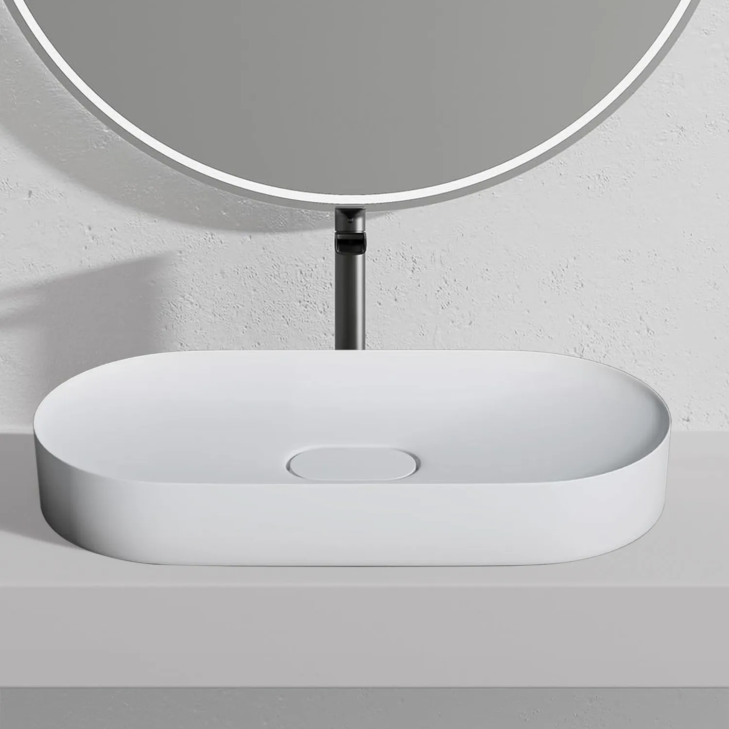Lavoar pe blat formă semiovală lungime 70 cm culoare alb model Iris White [2]