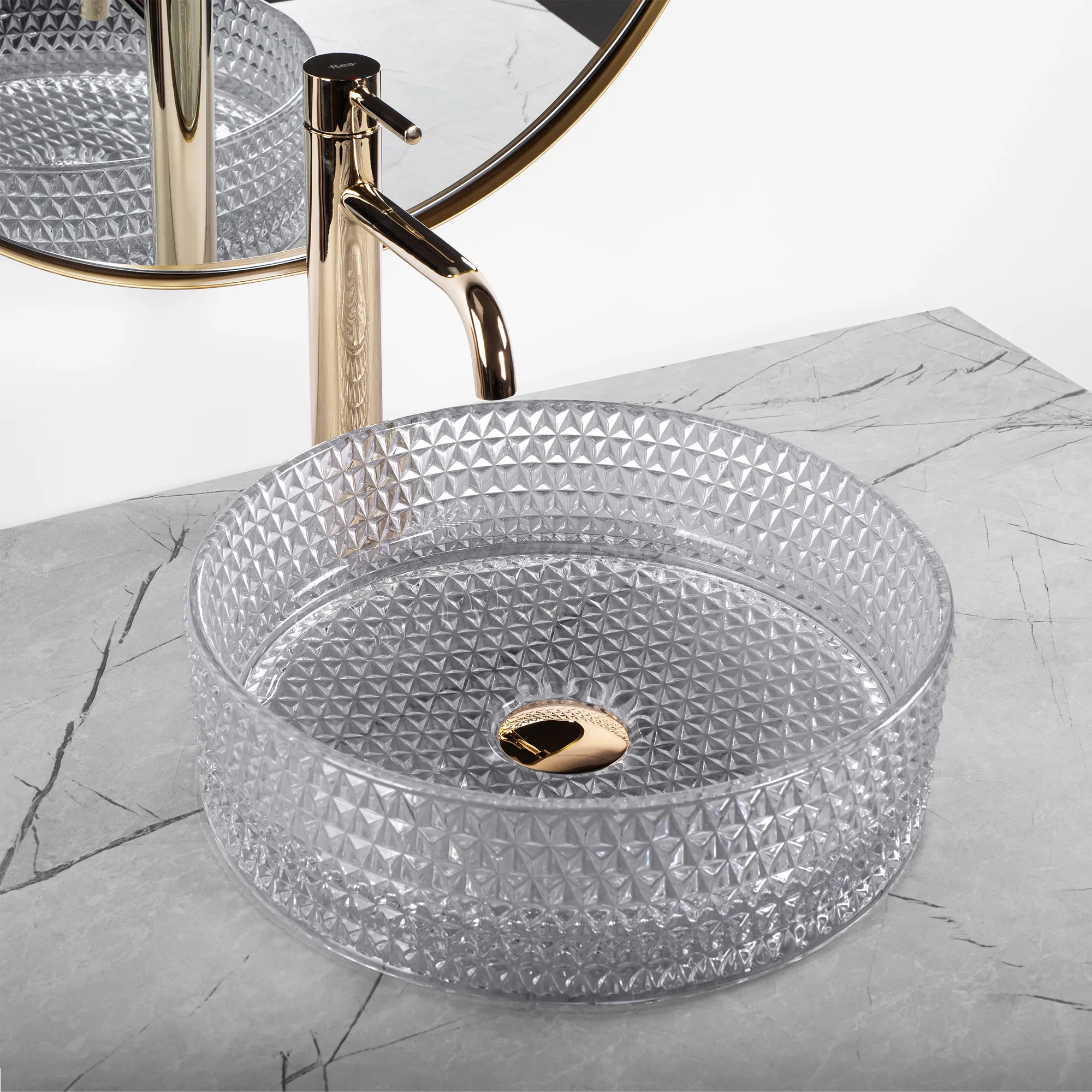 Lavoar pe blat formă rotundă lungime 35.5 cm finisaj transparent model Cristal [1]