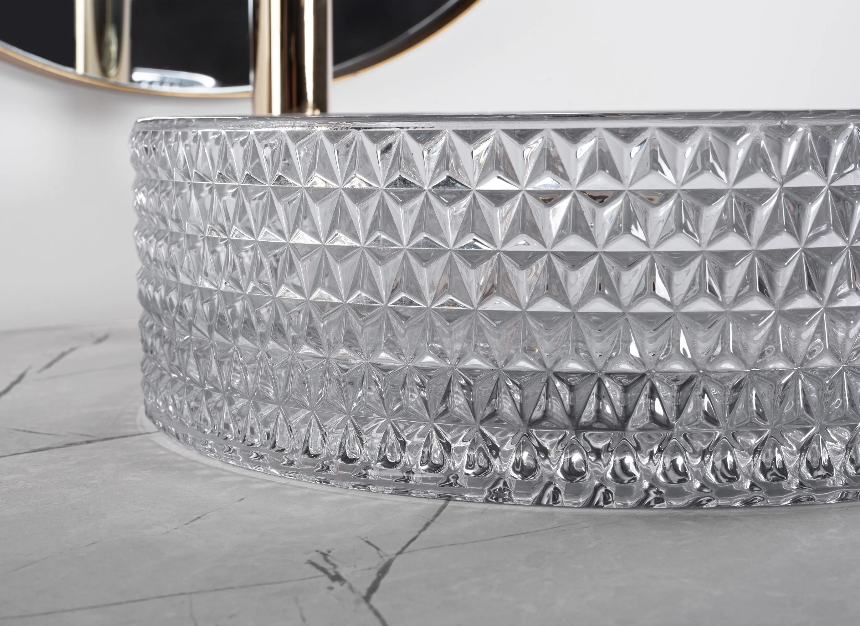 Lavoar pe blat formă rotundă lungime 35.5 cm finisaj transparent model Cristal [5]