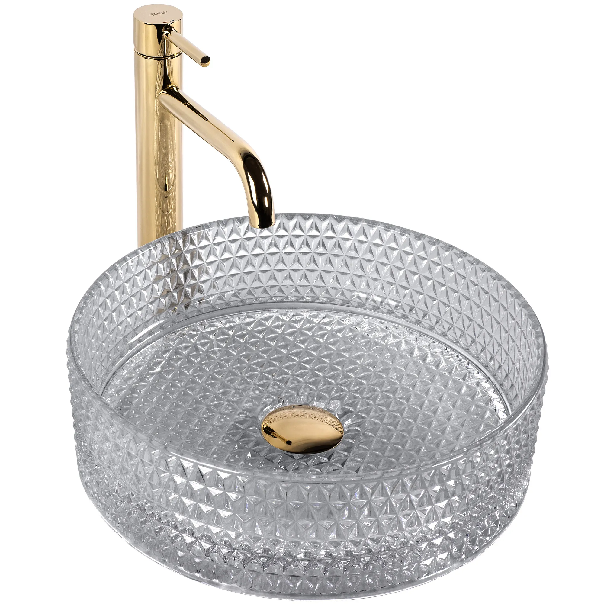 Lavoare pe blat - Lavoar pe blat formă rotundă lungime 35.5 cm finisaj transparent model Cristal